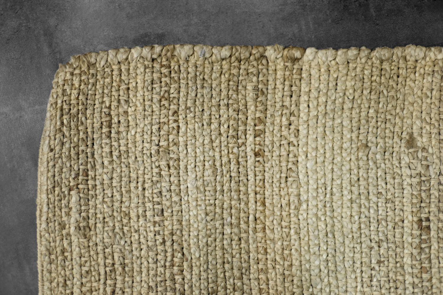 Alfombra India Vintage de Yute Tejido Plano Marrón Natural, Años 70 Indio en venta