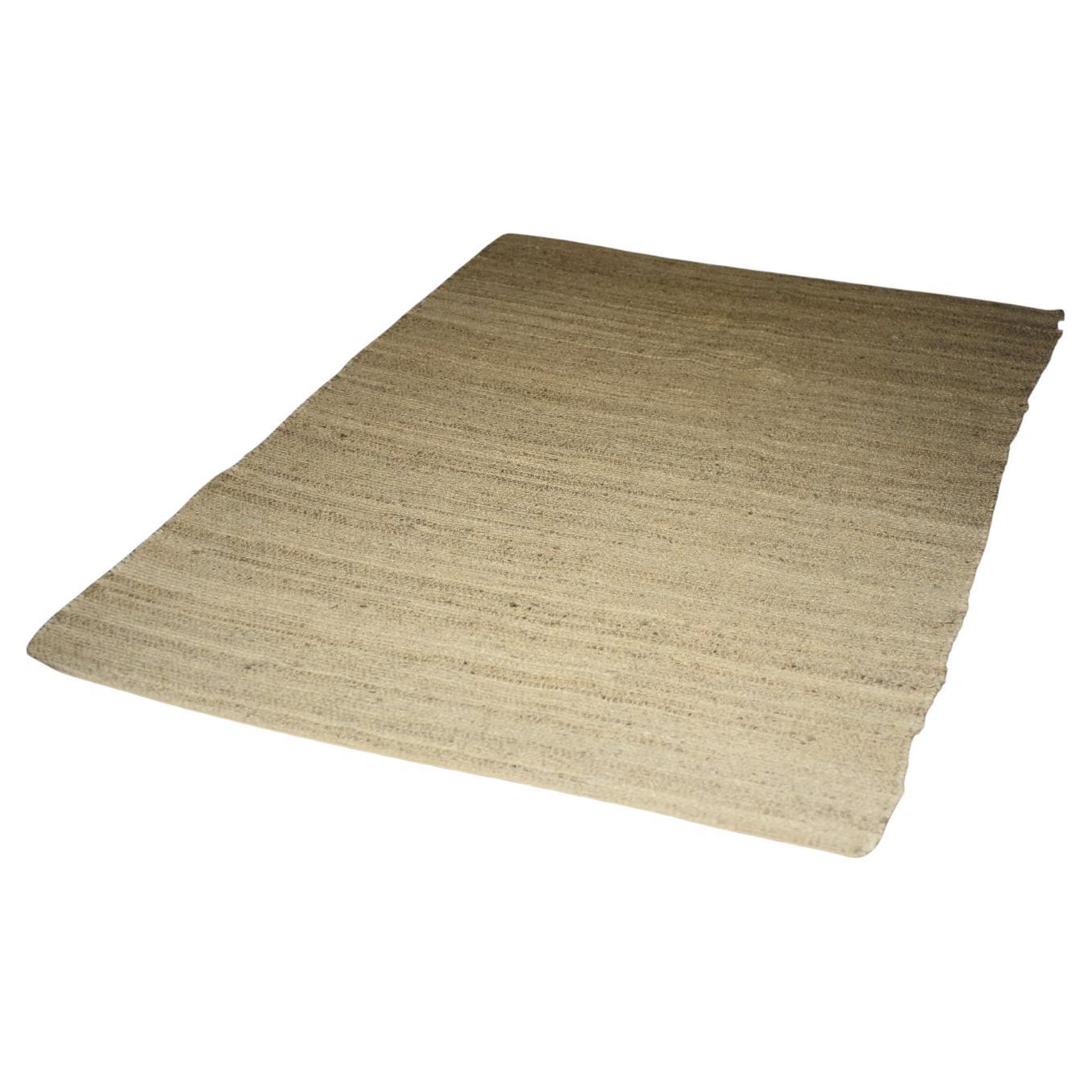 Vintage Indian Natural Brown Flatwoven Jute Rug, 1970s