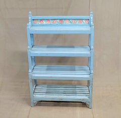 Vintage Indian Painted Bookshelf with Floral Tile