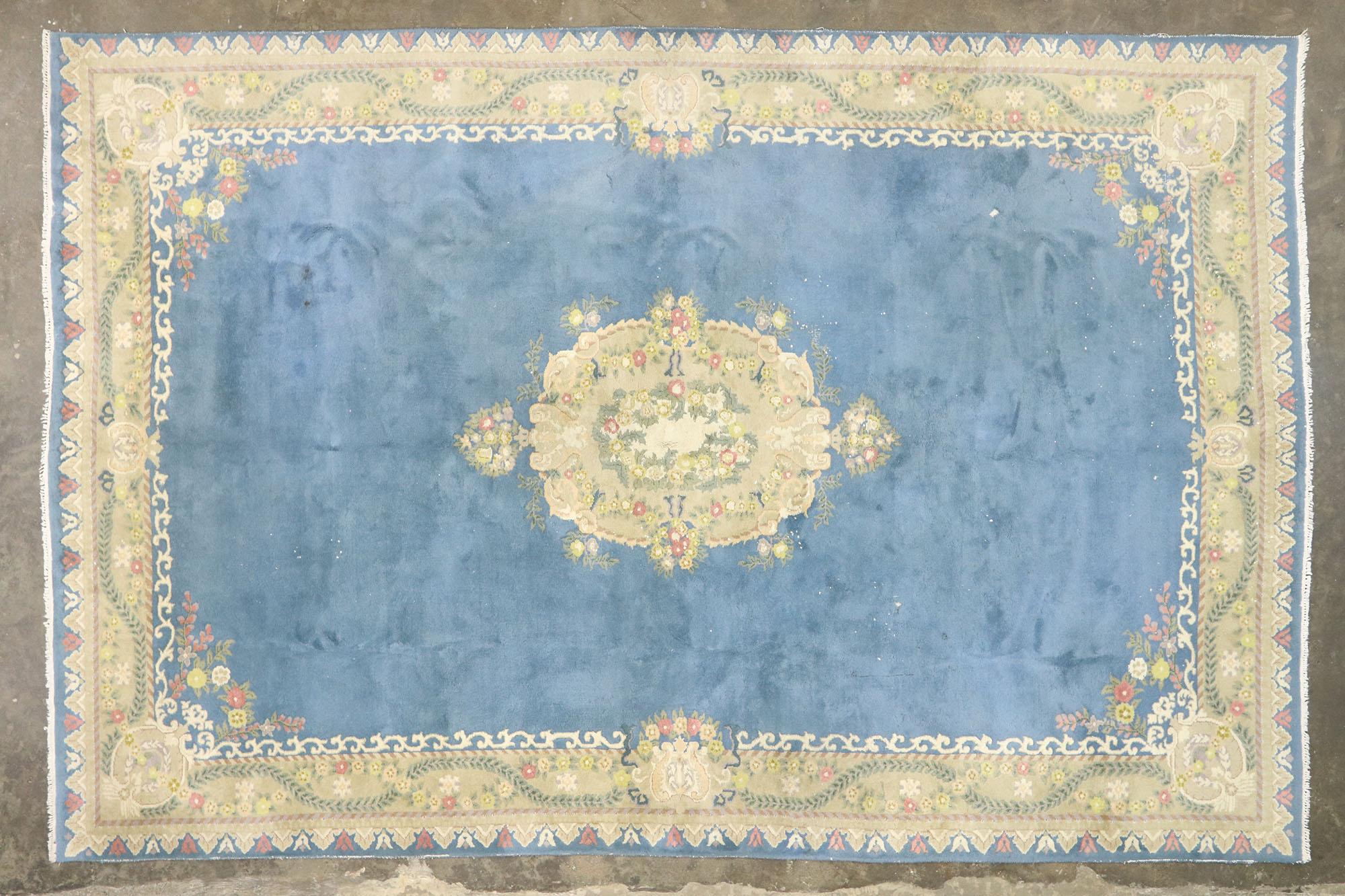 Laine Tapis de palais indien vintage avec style romantique de campagne anglaise en vente