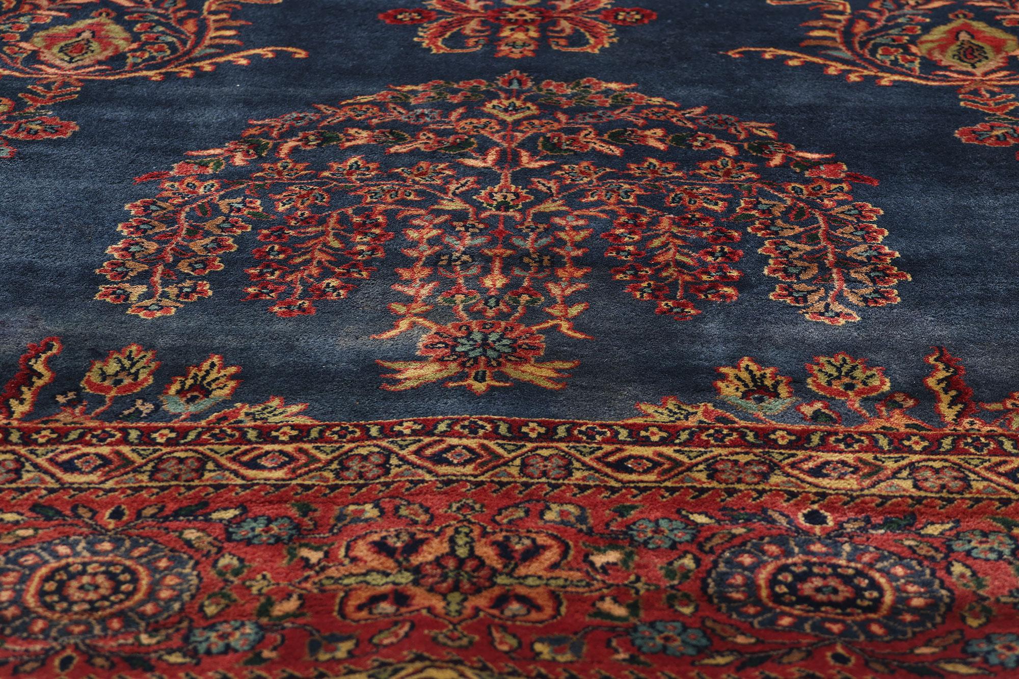 Annodato a mano Tappeto indiano vintage Mohajeran Sarouk, 07'10 x 09'03 in vendita