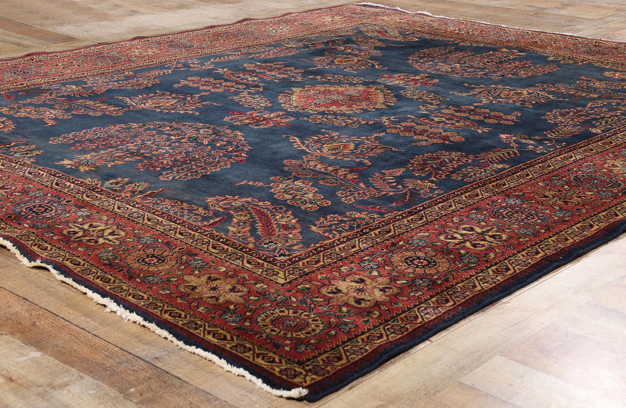 XX secolo Tappeto indiano vintage Mohajeran Sarouk, 07'10 x 09'03 in vendita