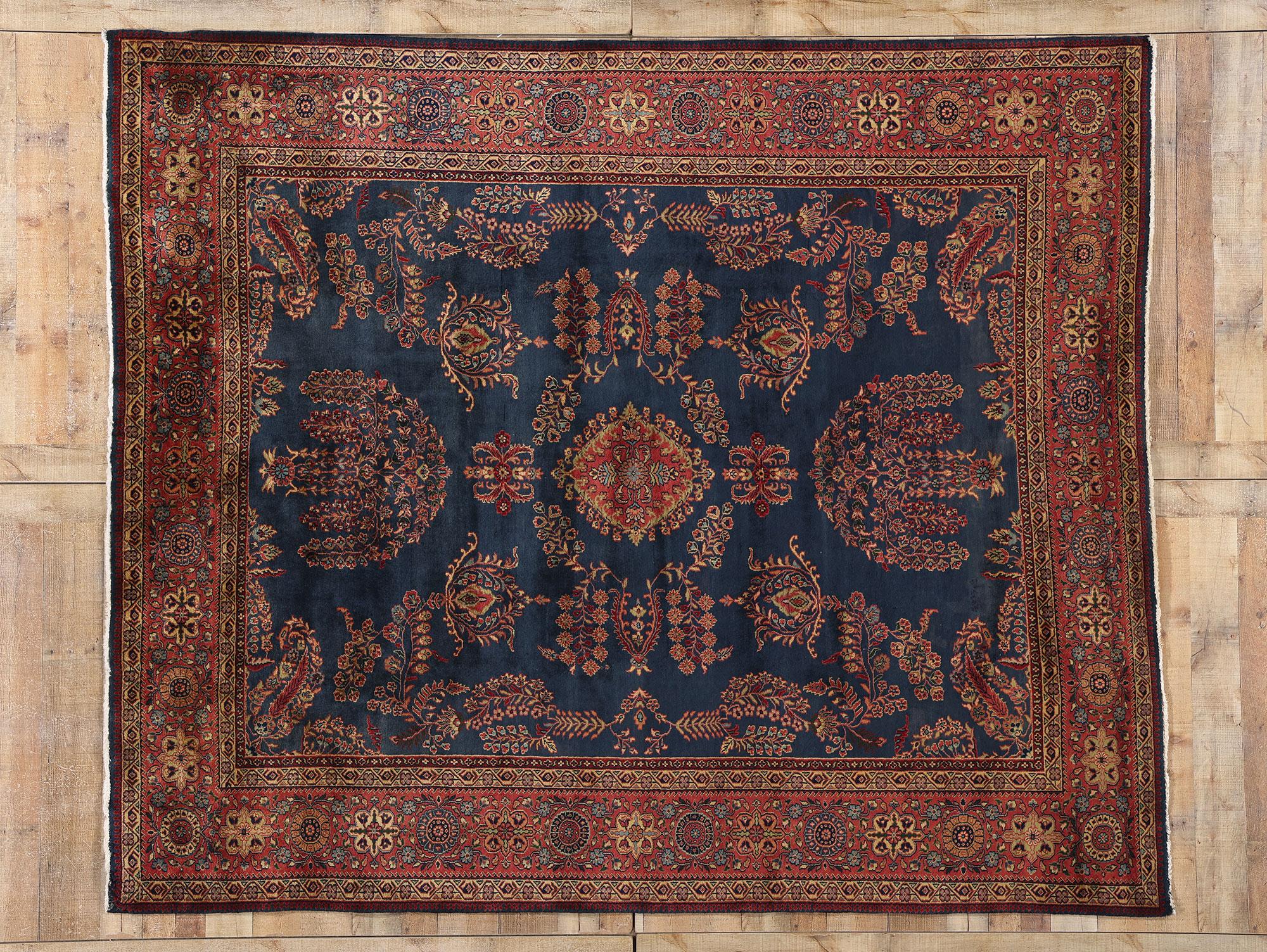 Tappeto indiano vintage Mohajeran Sarouk, 07'10 x 09'03 in vendita 1