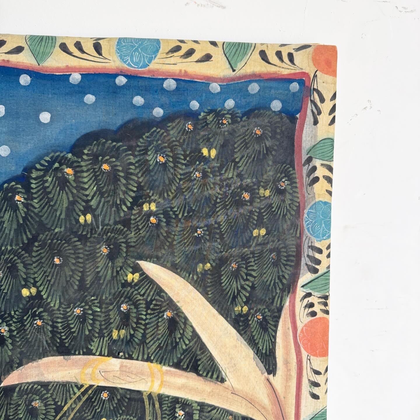 Vintage Indian Pishhwai Painting of Krishna on Fabric 1