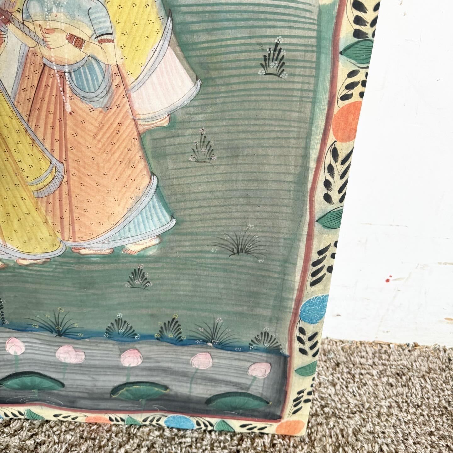 Vintage Indian Pishhwai Painting of Krishna on Fabric 2