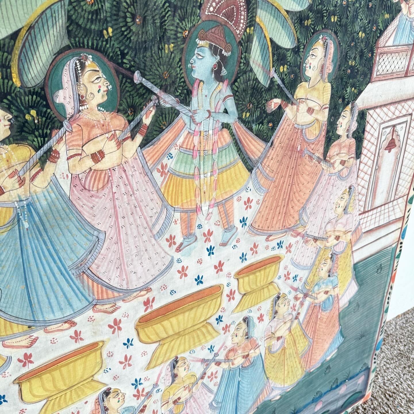 Vintage Indian Pishhwai Painting of Krishna on Fabric 5
