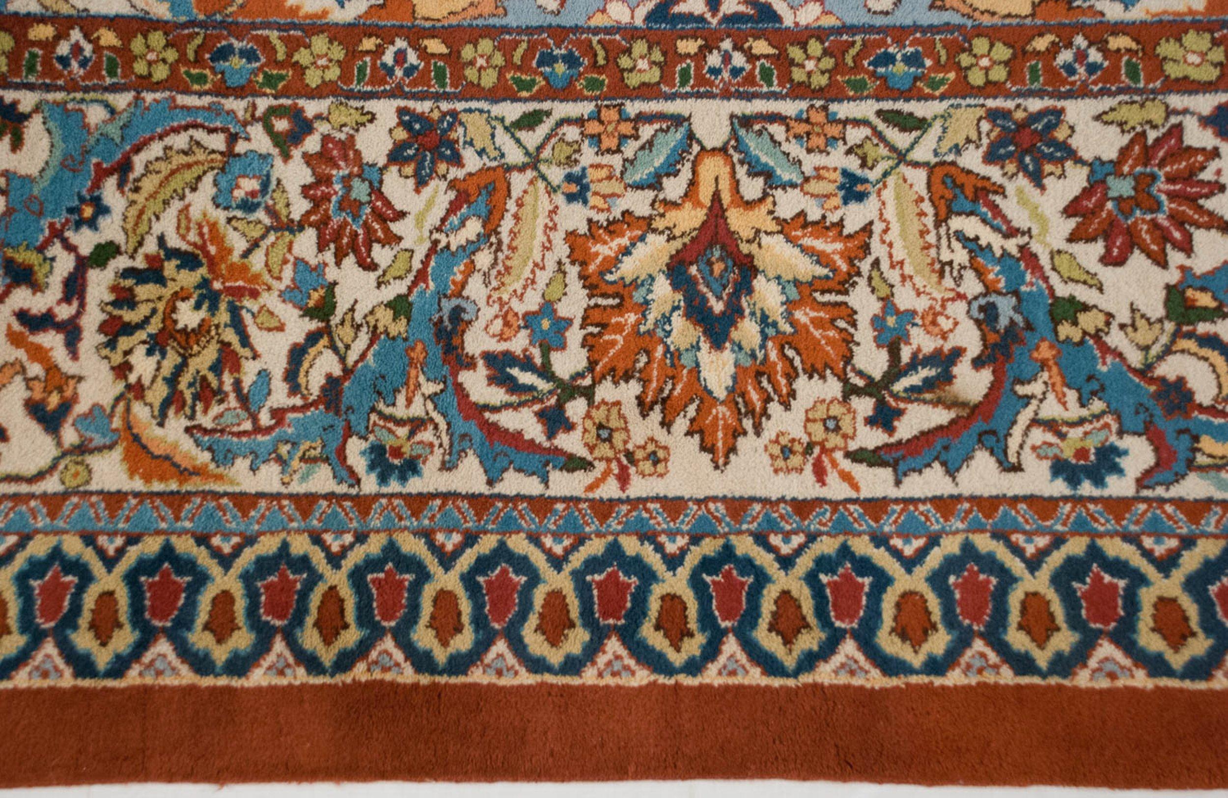Indischer Vintage-Teppich im Polonaise-Design (Ende des 20. Jahrhunderts) im Angebot