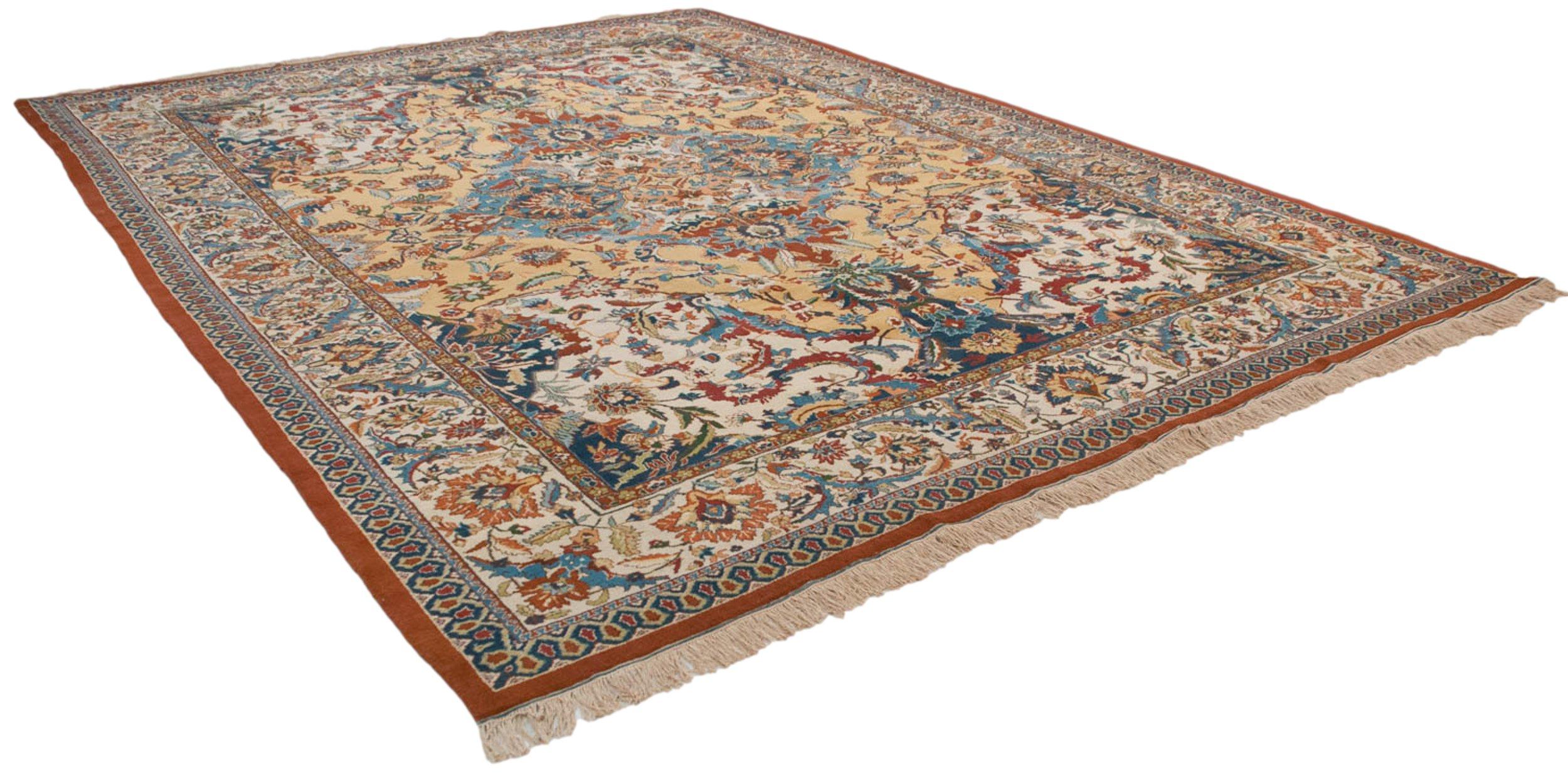 Indischer Vintage-Teppich im Polonaise-Design (Wolle) im Angebot
