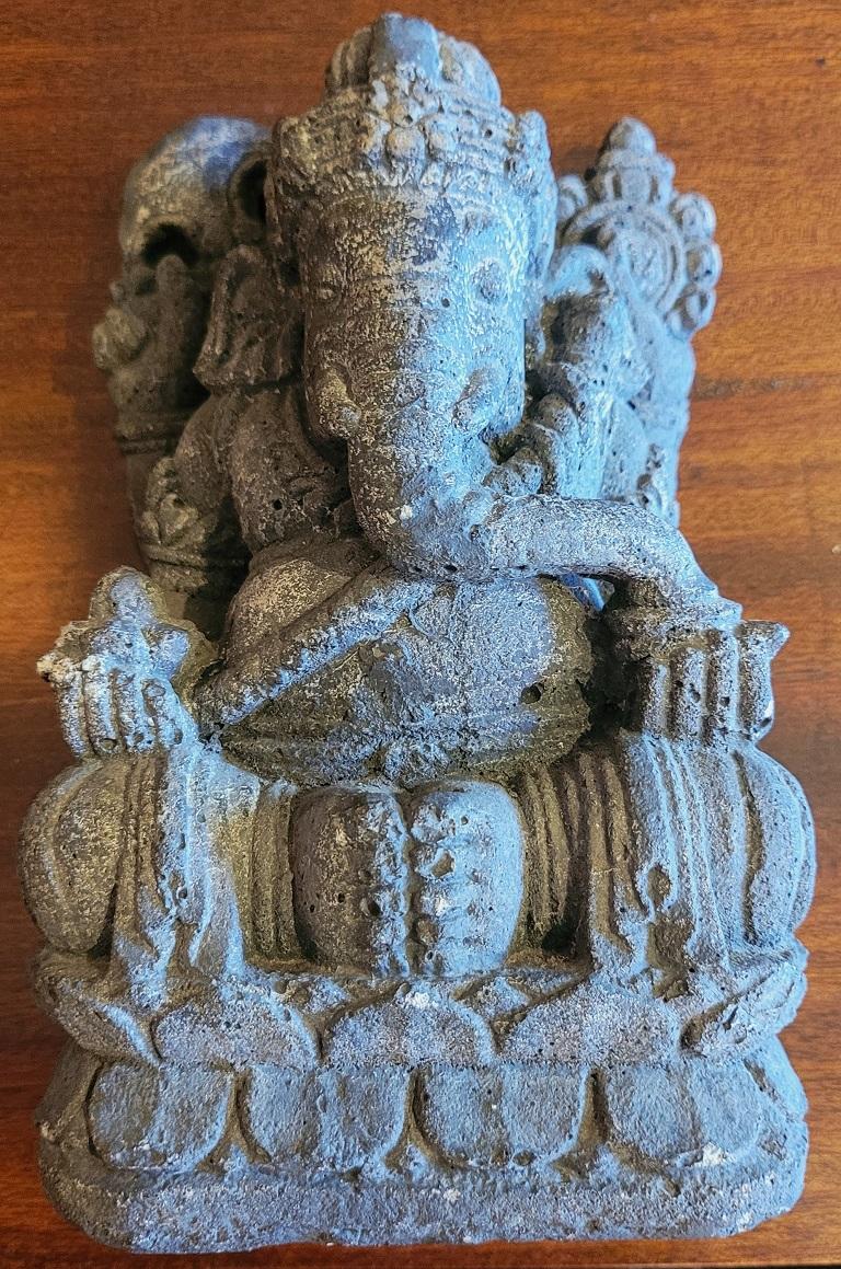 Hand-Carved Vintage Indian Pumice Stone Carving of Ganesha