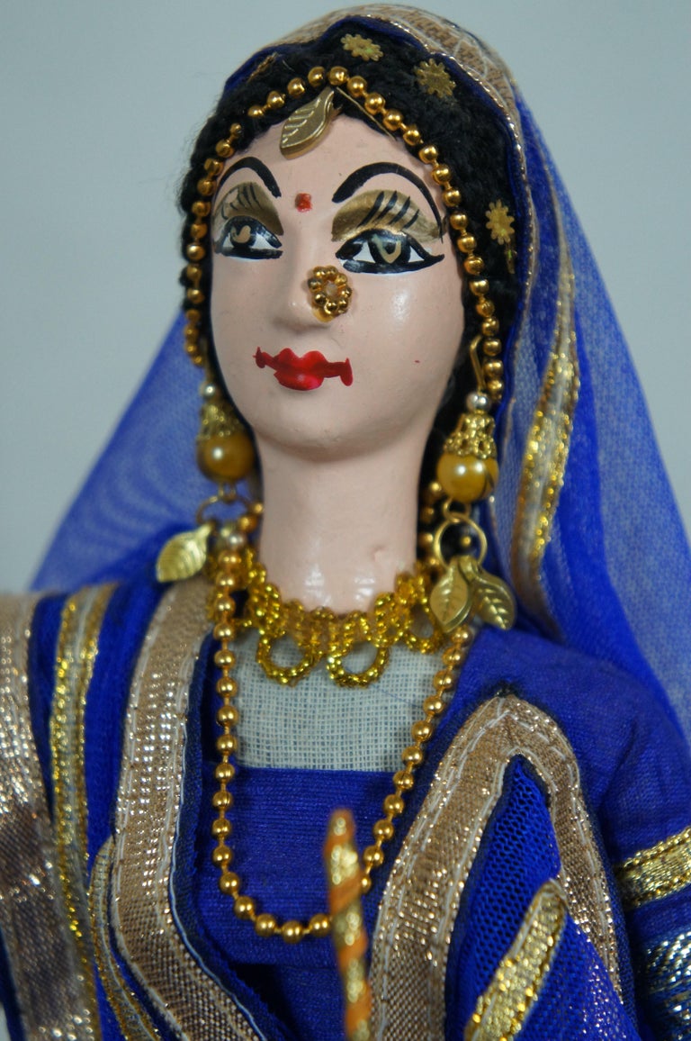 Vintage Indian Radha Krishna Gopi God Goddess Temple Idol Doll