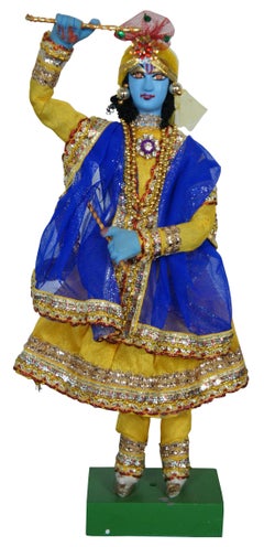 Vintage Indian Radha Krishna Gopi God Goddess Temple Idol Doll Figurines