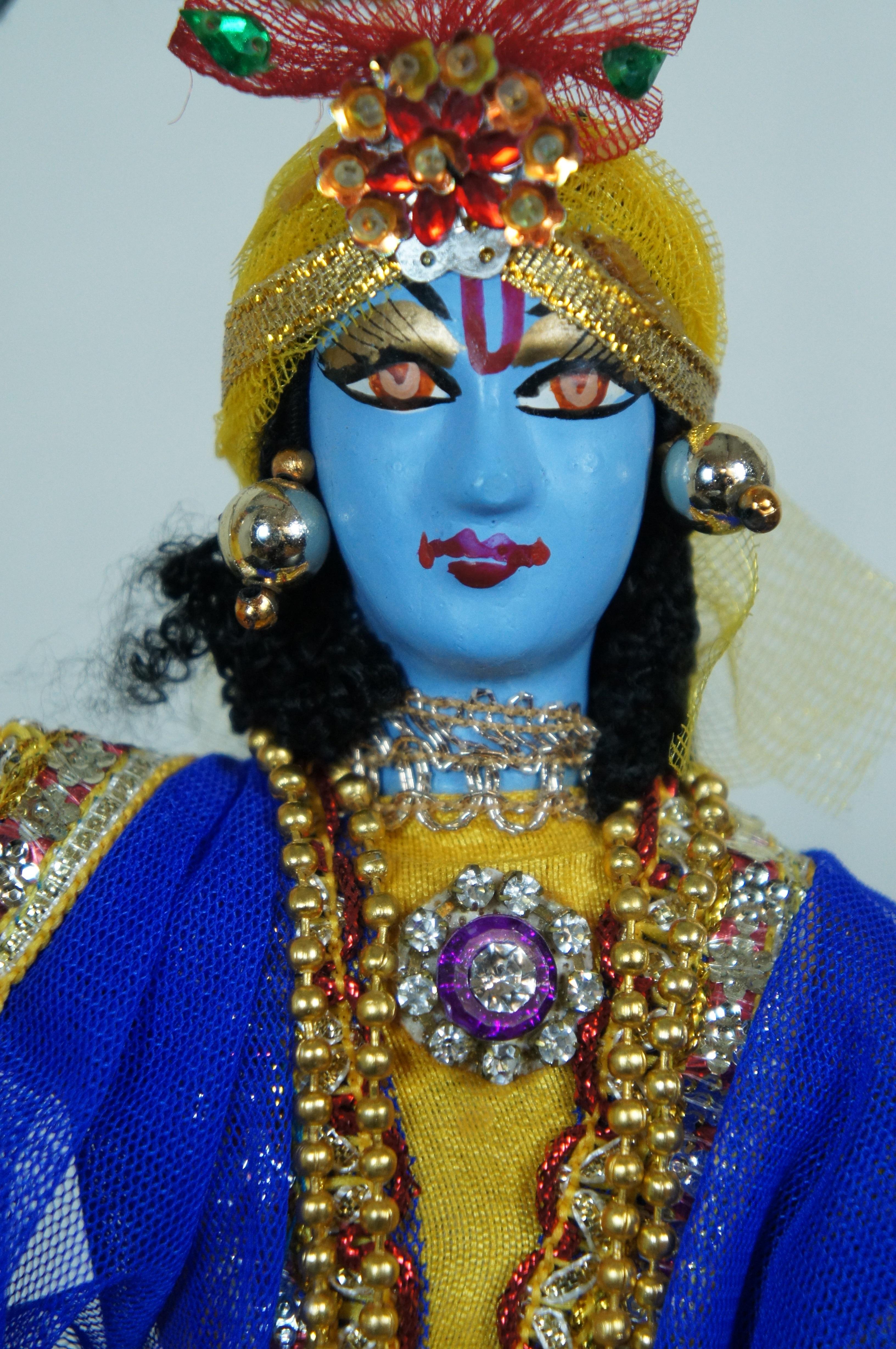 Vintage Indian Radha Krishna Gopi God Goddess Temple Idol Doll Figurines 4