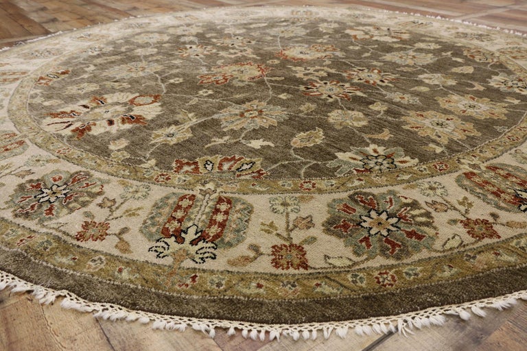 Vintage Indian Round Area Rug, Circular Rug with Arts and Crafts Style ...