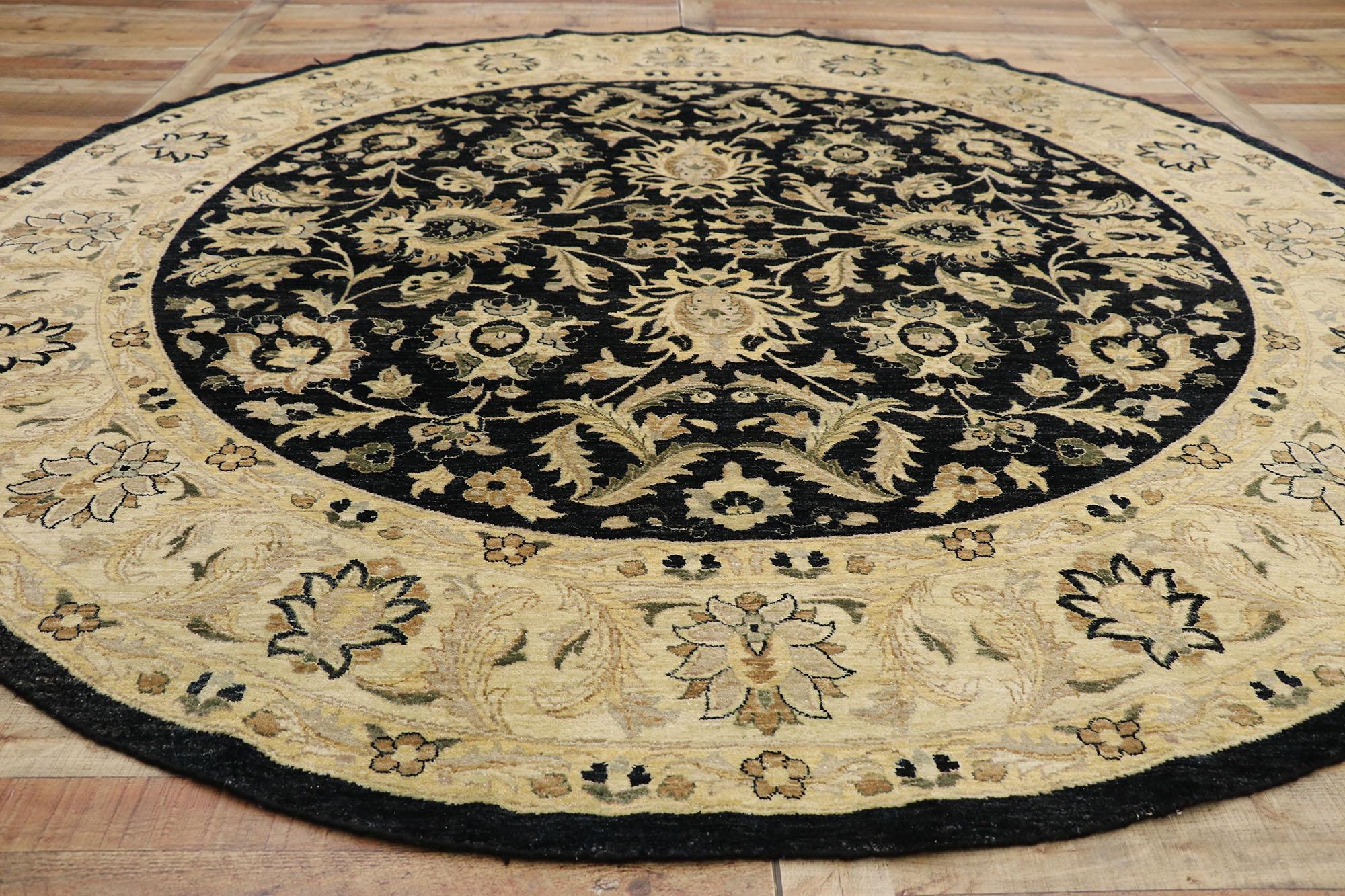Vintage Indian Round Area Rug, Circular Rug with Modern Amish Style In Good Condition For Sale In Dallas, TX