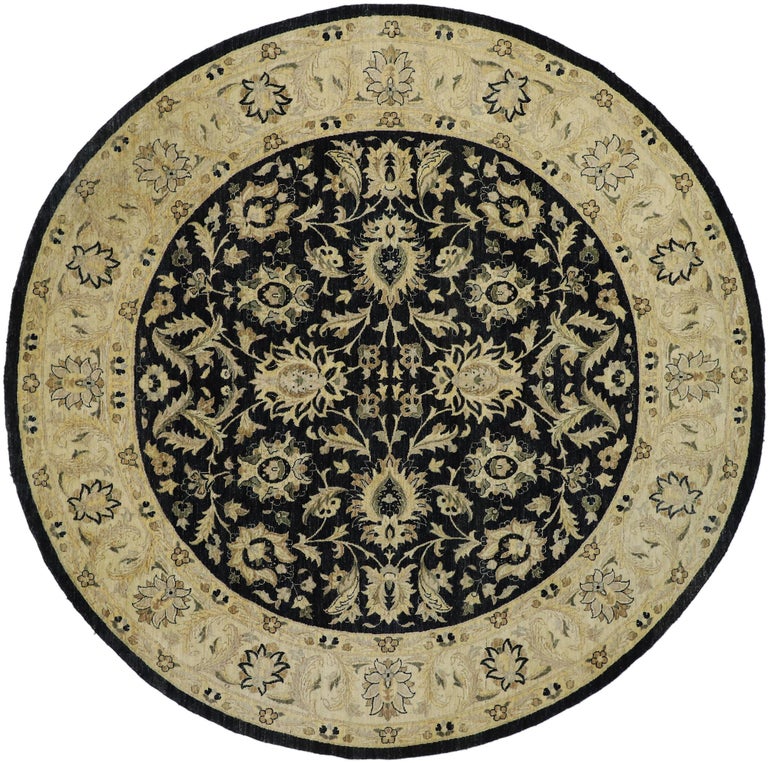 Vintage Indian Round Area Rug, Circular Rug with Modern Amish Style For ...