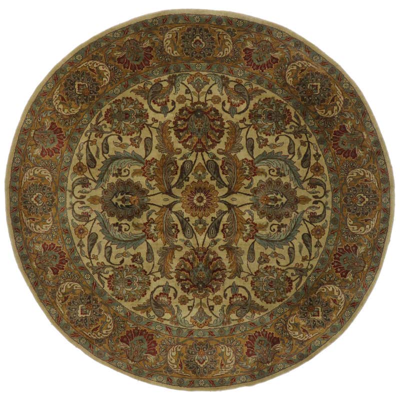 Vintage Indian Round Area Rug with Warm Arts and Crafts Style For Sale ...