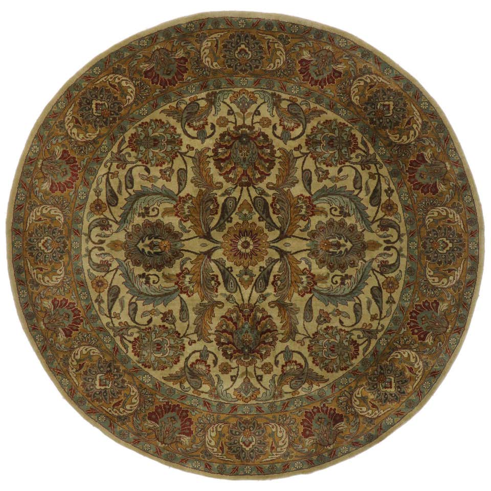 Vintage Indian Round Area Rug with Warm Arts and Crafts Style For Sale ...
