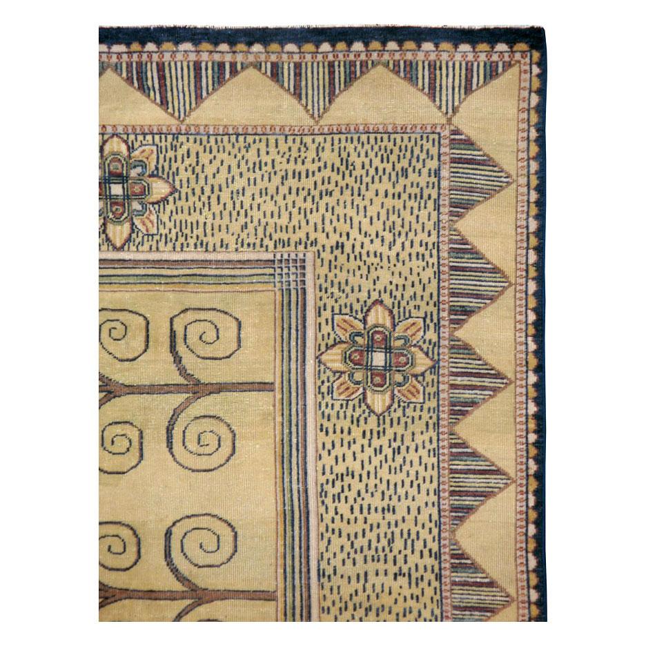 Hand-Knotted Vintage Indian Deco Style Rug For Sale