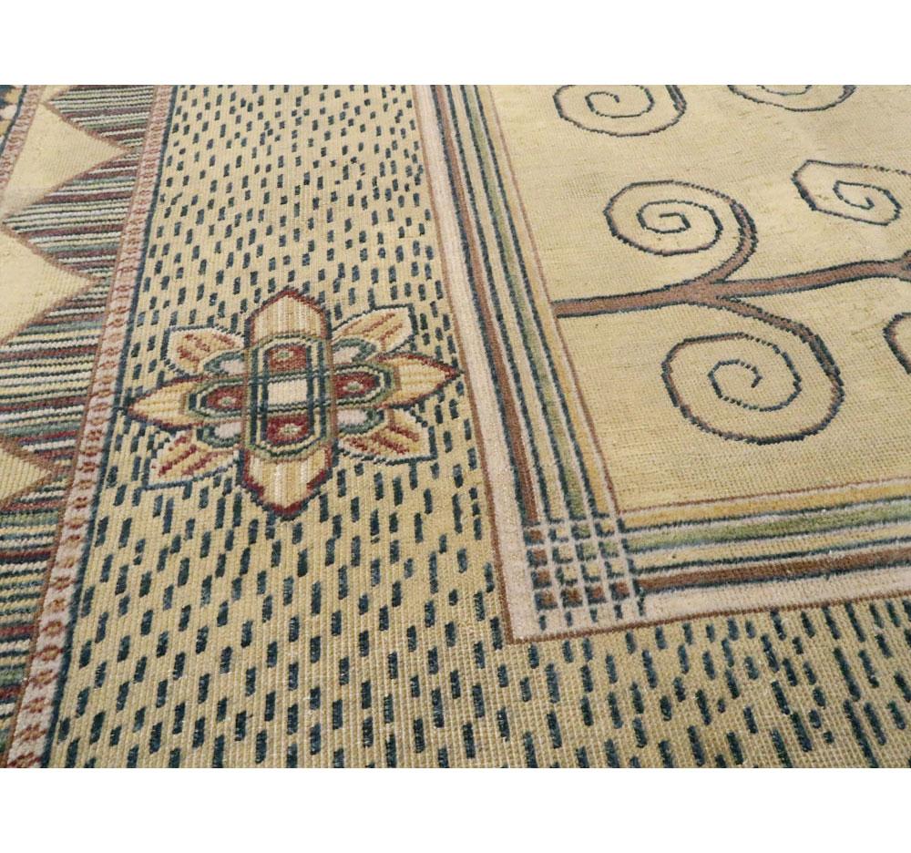 Wool Vintage Indian Deco Style Rug For Sale