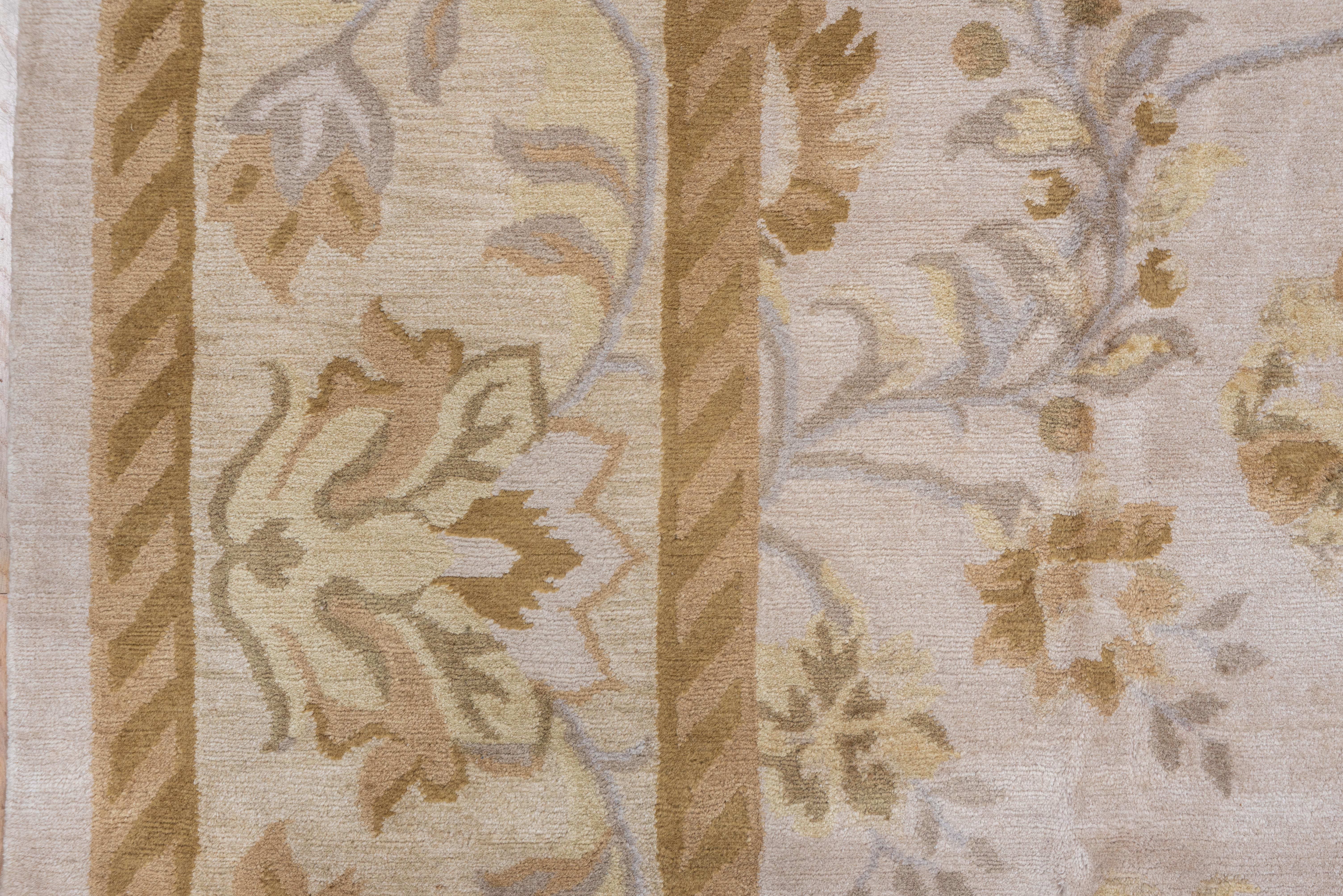 20th Century Vintage Indian Rug Ivory Ground with Soft Floral Trellis Design For Sale