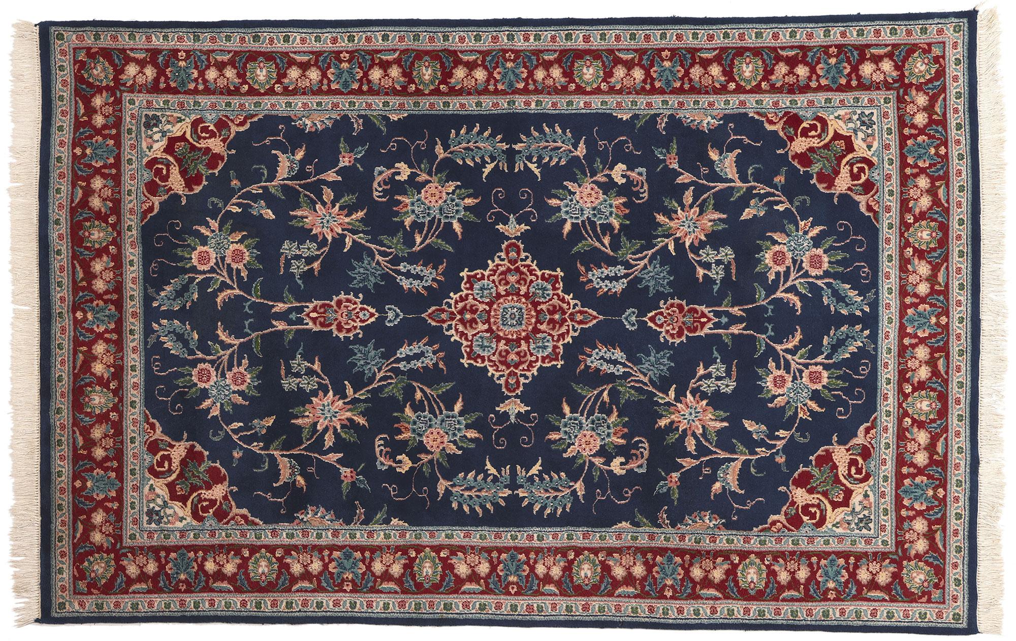 Vintage Indian Rug, Traditional Sensibility Meets Patriotic Flair For Sale 3