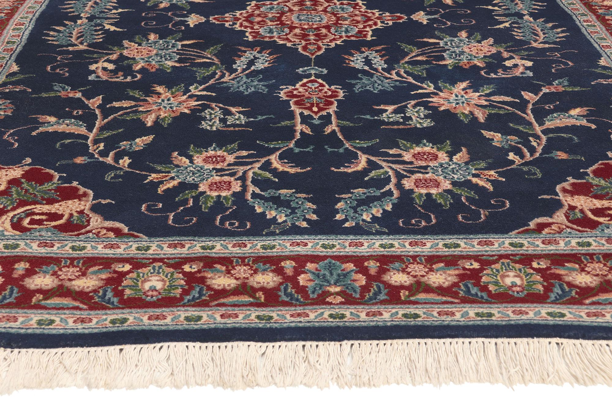 Hand-Knotted Vintage Indian Rug, Traditional Sensibility Meets Patriotic Flair For Sale