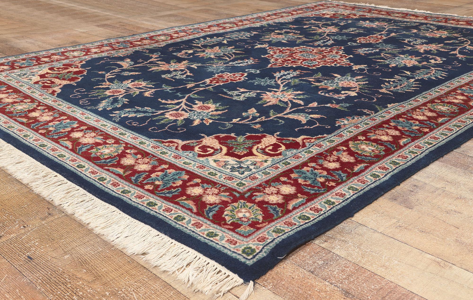 Wool Vintage Indian Rug, Traditional Sensibility Meets Patriotic Flair For Sale