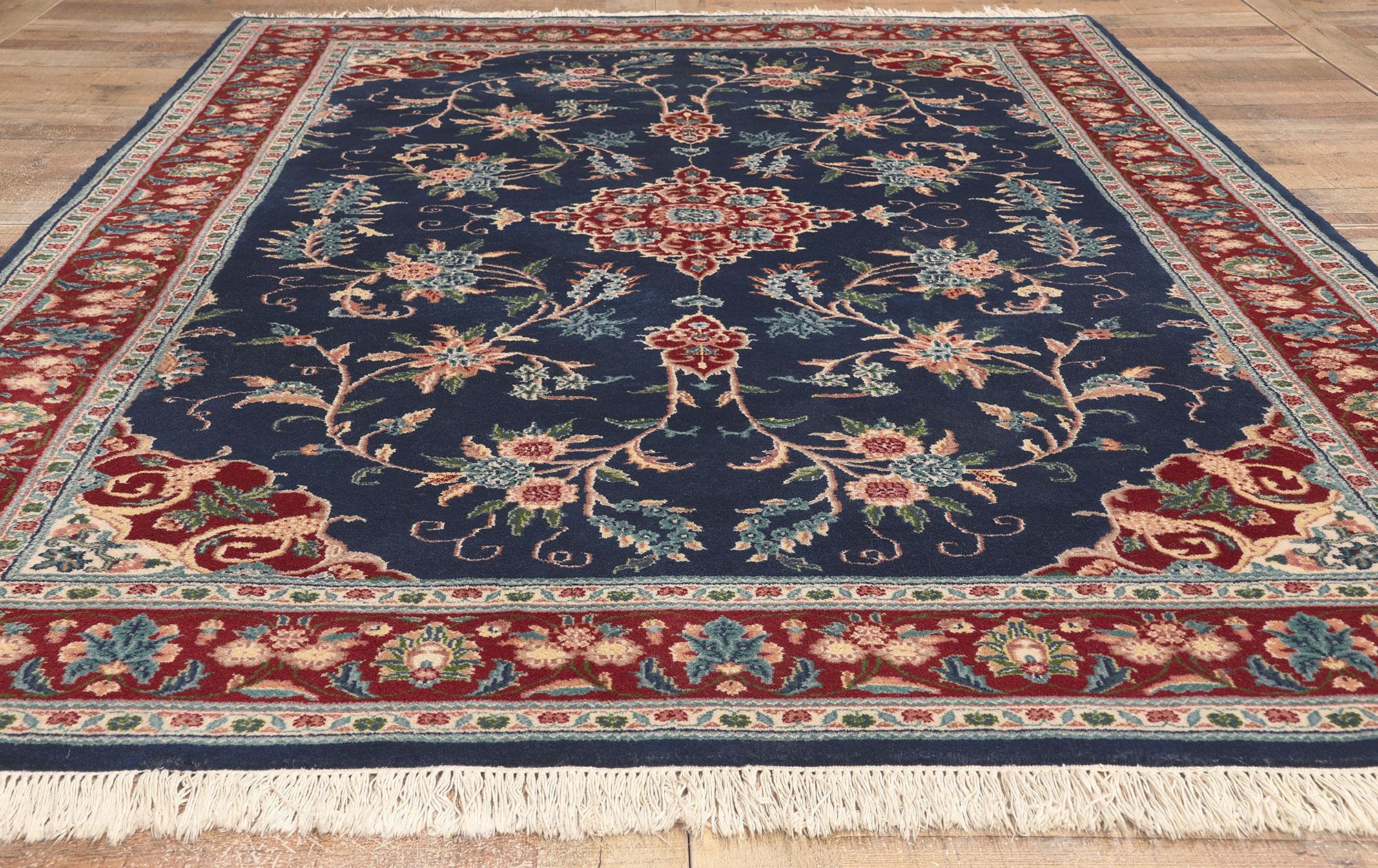 Vintage Indian Rug, Traditional Sensibility Meets Patriotic Flair For Sale 1