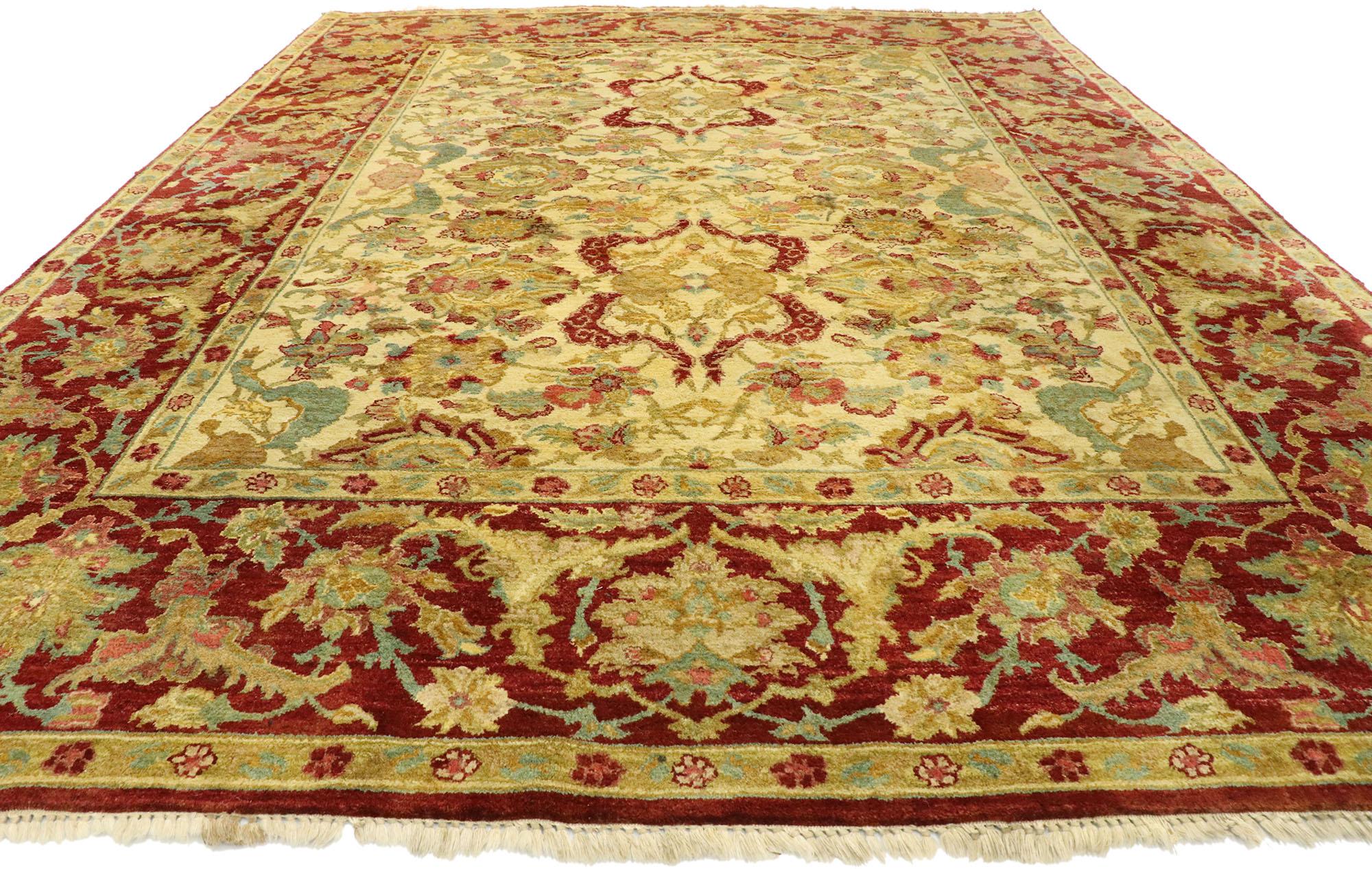 Arts and Crafts Vintage Indian Rug with Arts & Crafts Style Inspired by William Morris For Sale