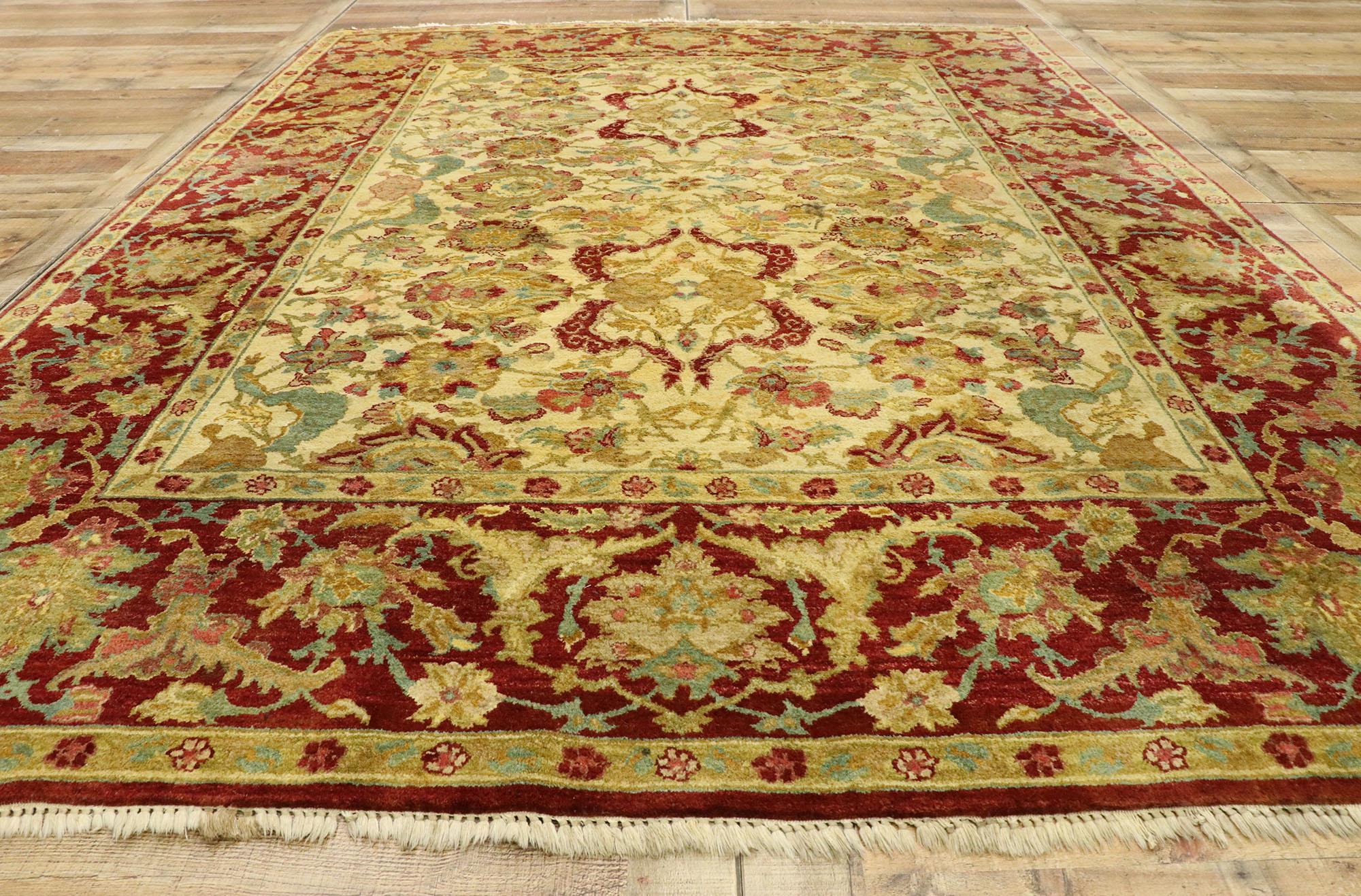 Wool Vintage Indian Rug with Arts & Crafts Style Inspired by William Morris For Sale