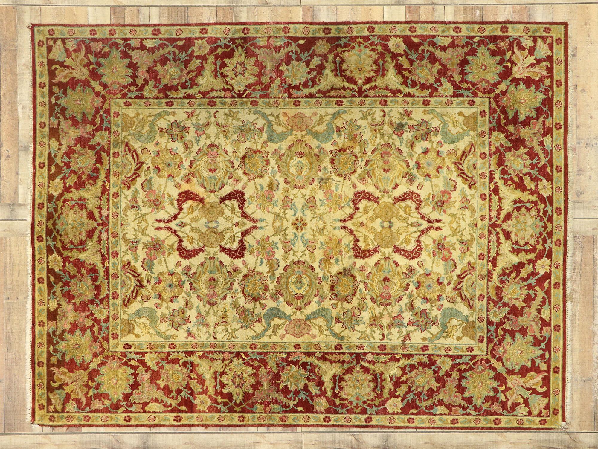 Indischer Vintage-Teppich im Arts & Crafts-Stil, inspiriert von William Morris im Angebot 1