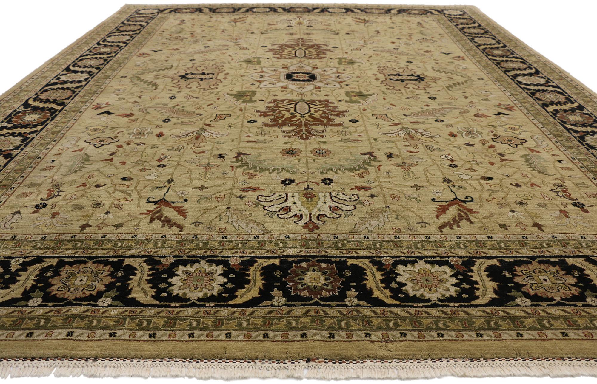 Hand-Knotted Vintage Indian Rug with Classic Colonial Revival Style For Sale