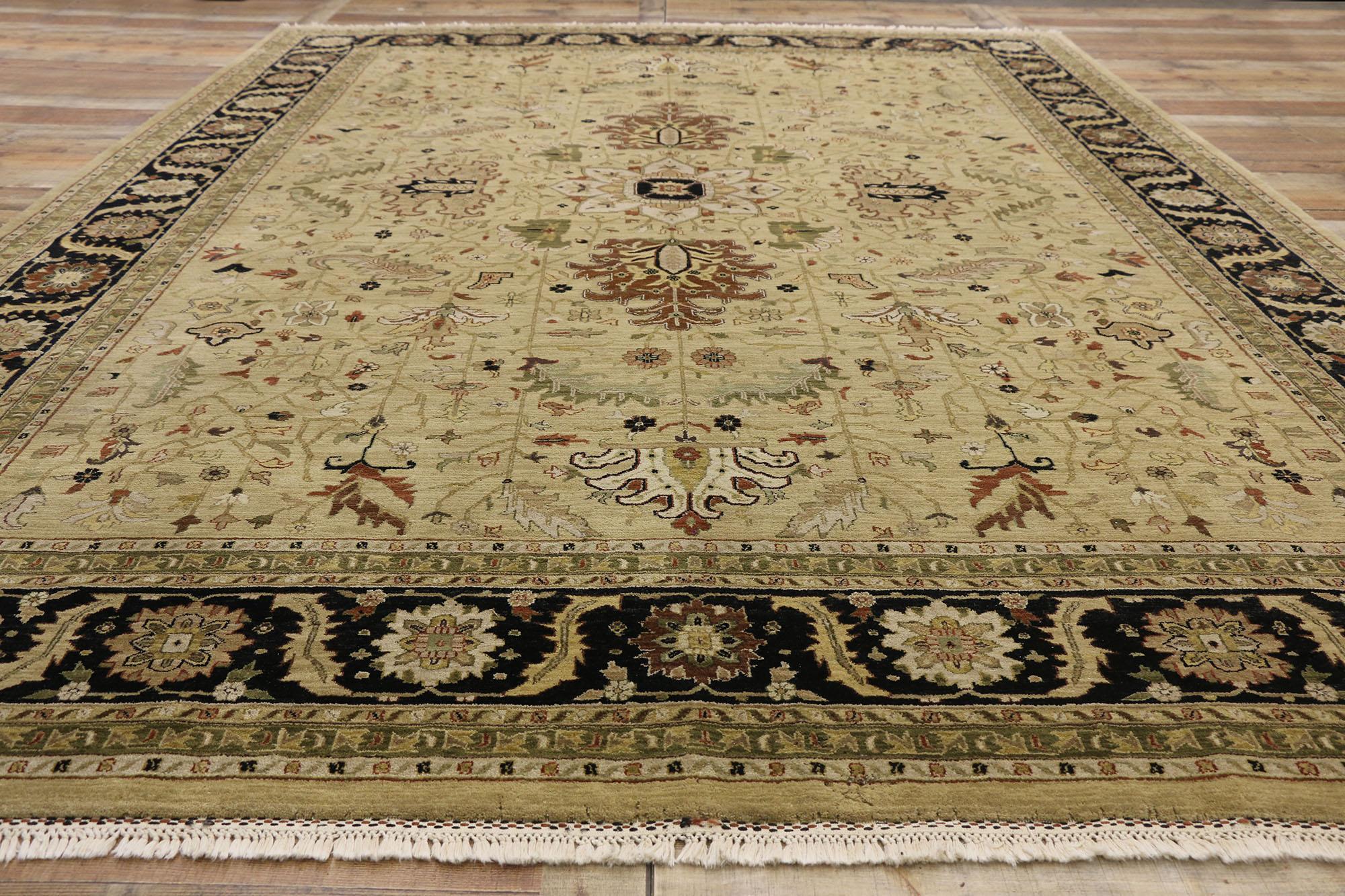 Vintage Indian Rug with Classic Colonial Revival Style For Sale 1