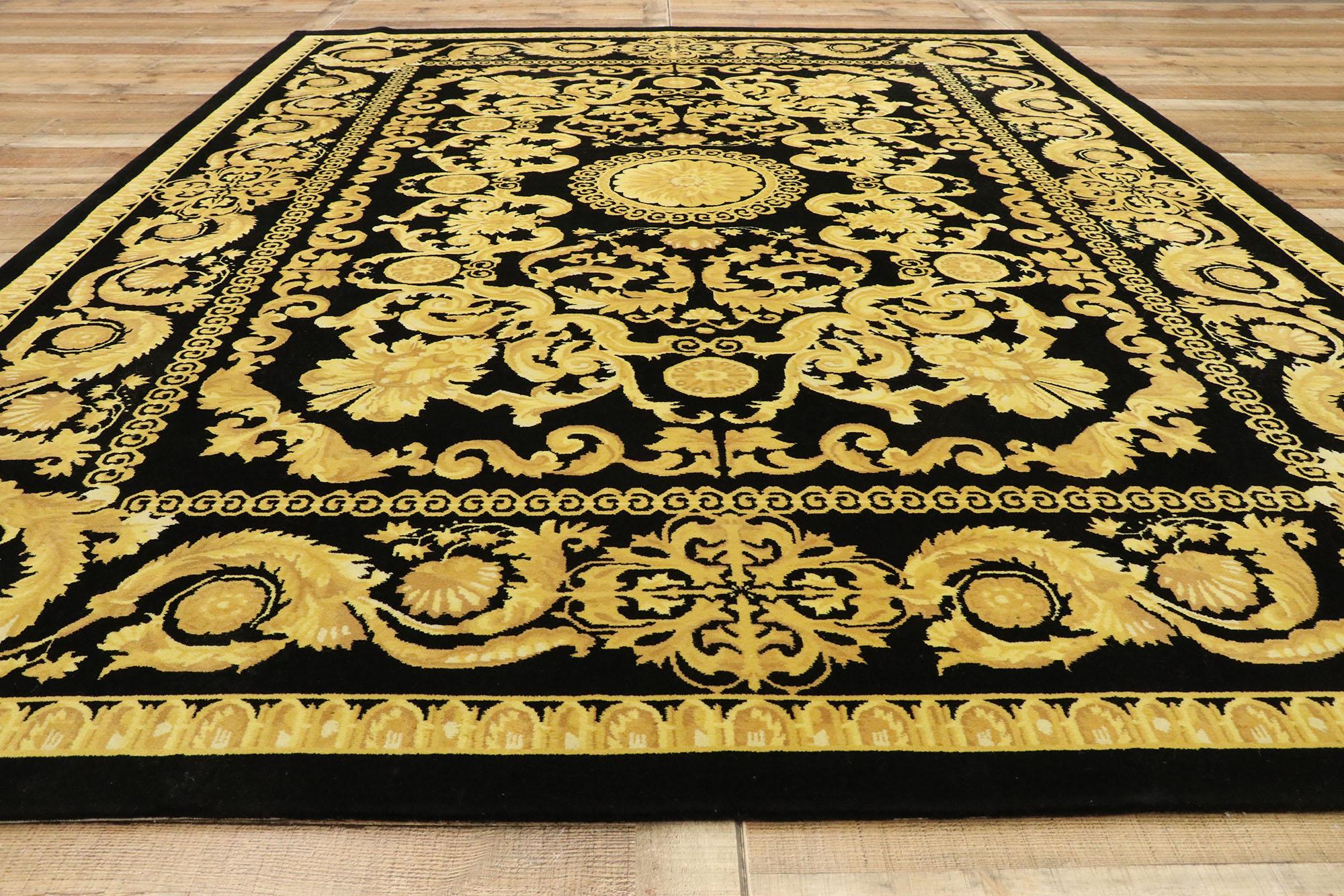 Vintage Indian Rug with Versace Baroque Style In Good Condition For Sale In Dallas, TX