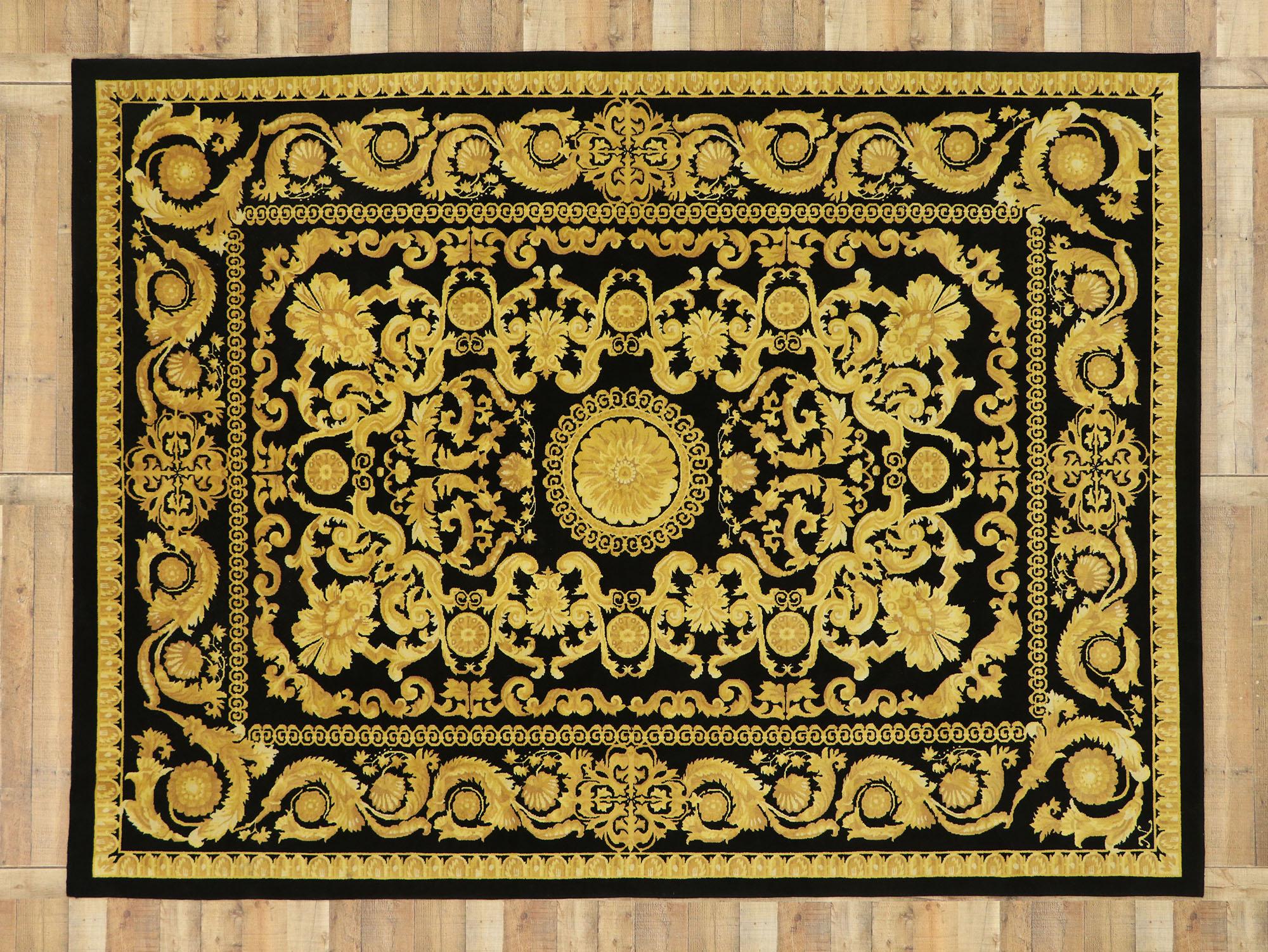 20th Century Vintage Indian Rug with Versace Baroque Style For Sale