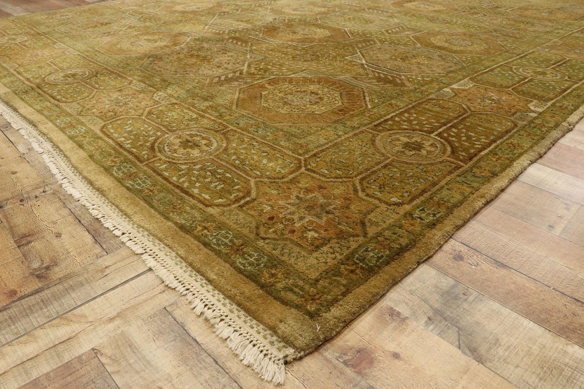 Wool Vintage Indian Rug with Modern Shaker Style and Islamic Tile Design For Sale