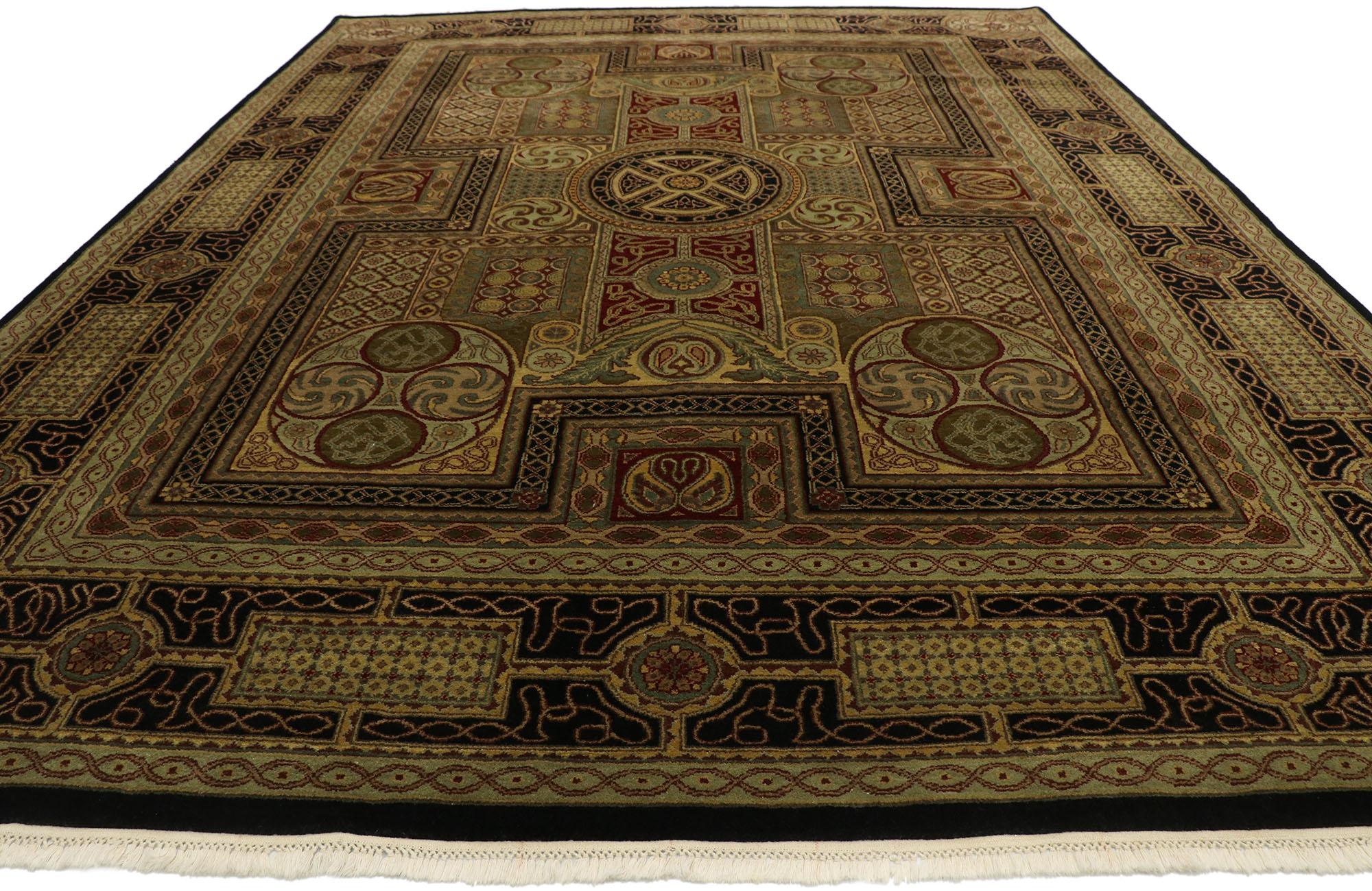 Hand-Knotted Vintage Indian Rug with Regal Baroque Style For Sale