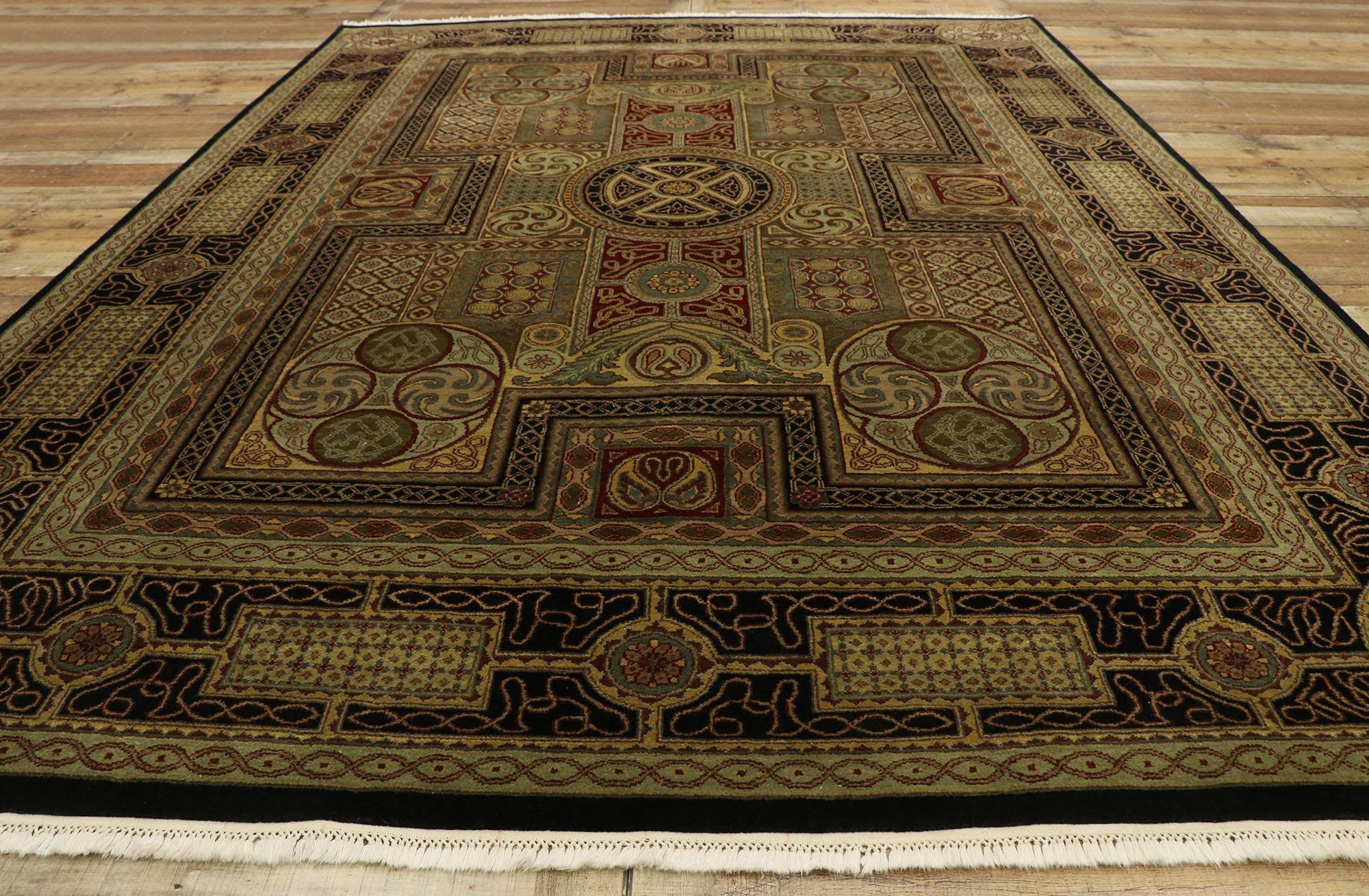 Vintage Indian Rug with Regal Baroque Style For Sale 1