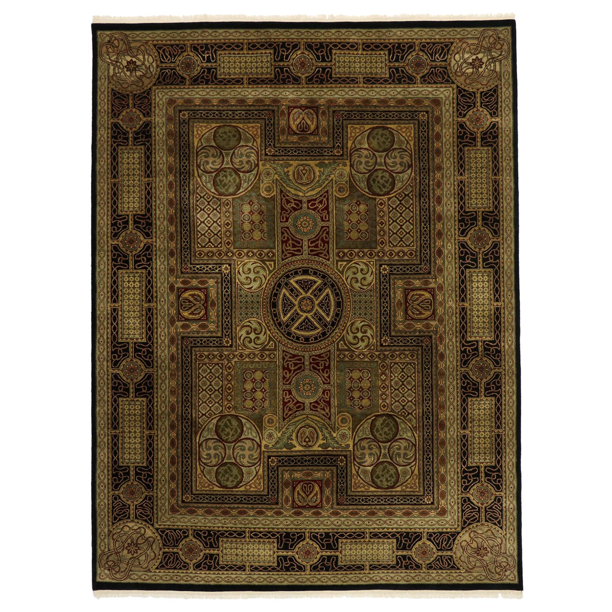 Vintage Indian Rug with Regal Baroque Style For Sale