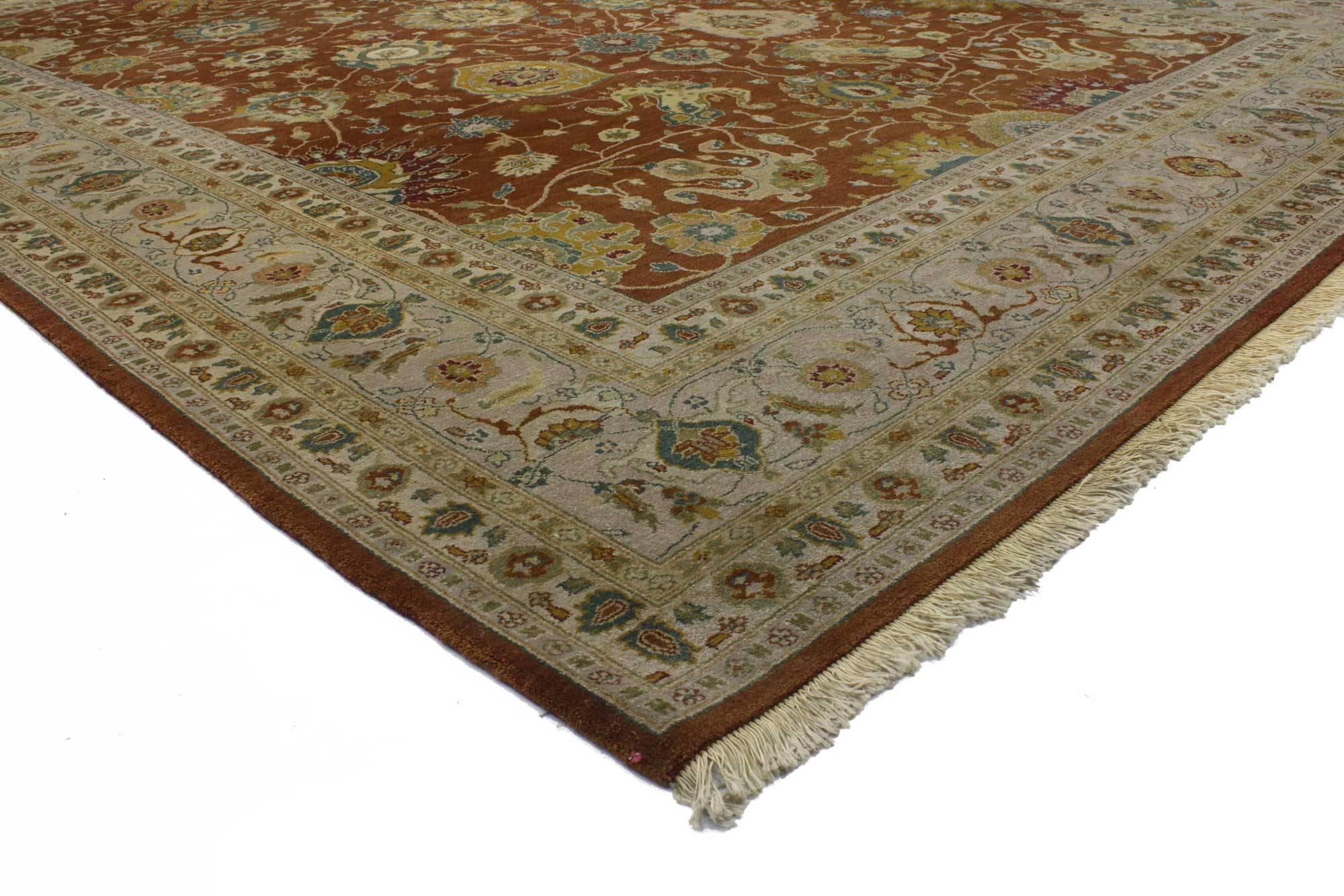 Modern Vintage Indian Rug with Traditional Style and All-Over Floral Design For Sale