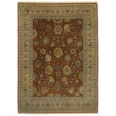Tappeto indiano vintage con stile tradizionale e disegno floreale all-over