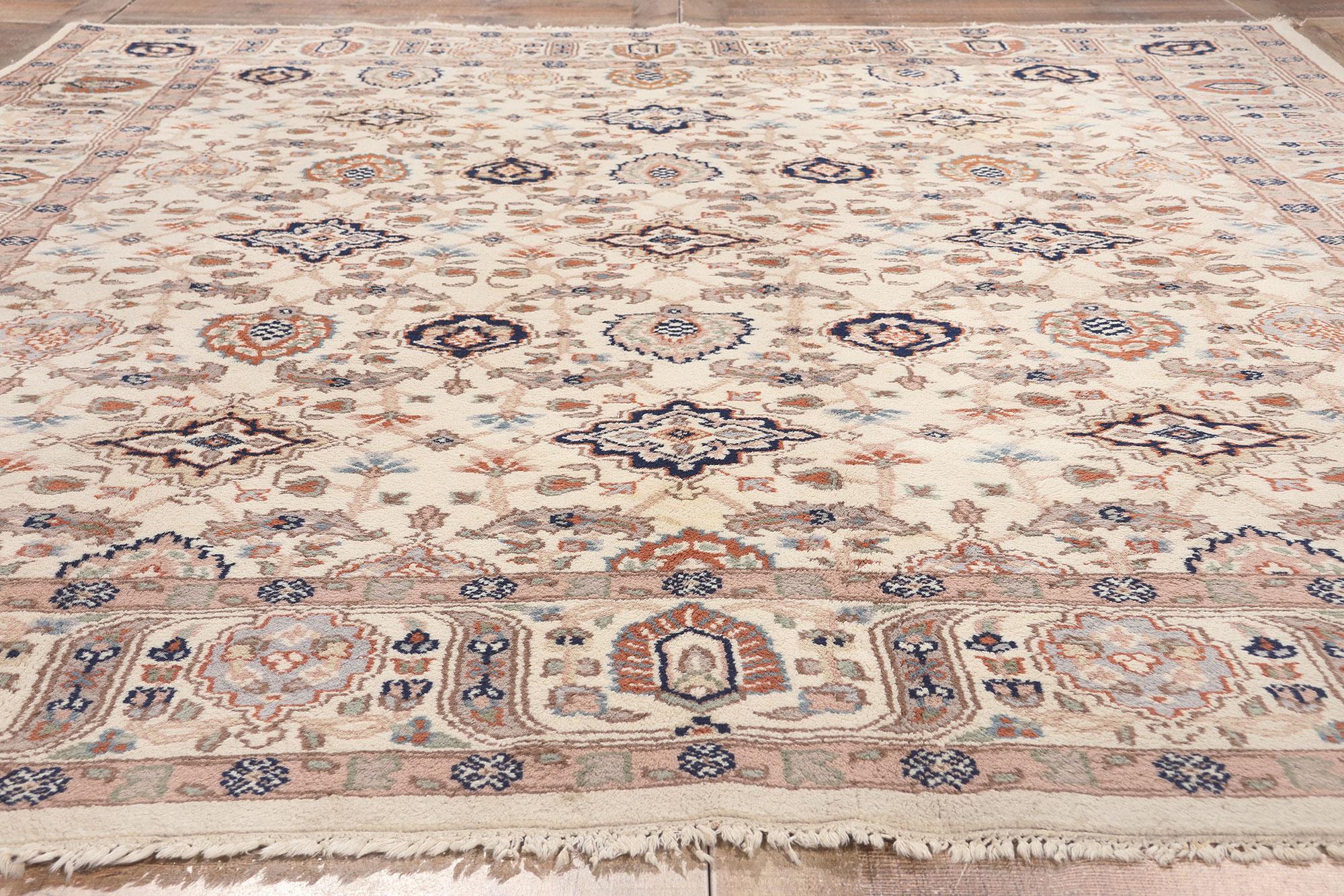 Vintage Indian Tabriz Rug, William and Mary Style Meets Transitional Design For Sale 2