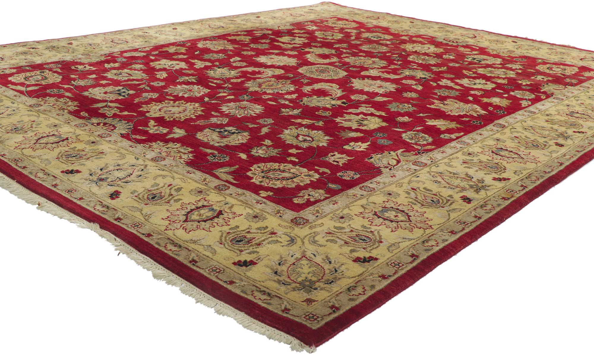 78241 Vintage Indian Rug, 08'02 x 10'05.
Experience the timeless allure and nostalgic charm of our exquisite hand-knotted wool vintage Indian rug. Crafted with meticulous attention to detail, this rug showcases an intricate botanical design and
