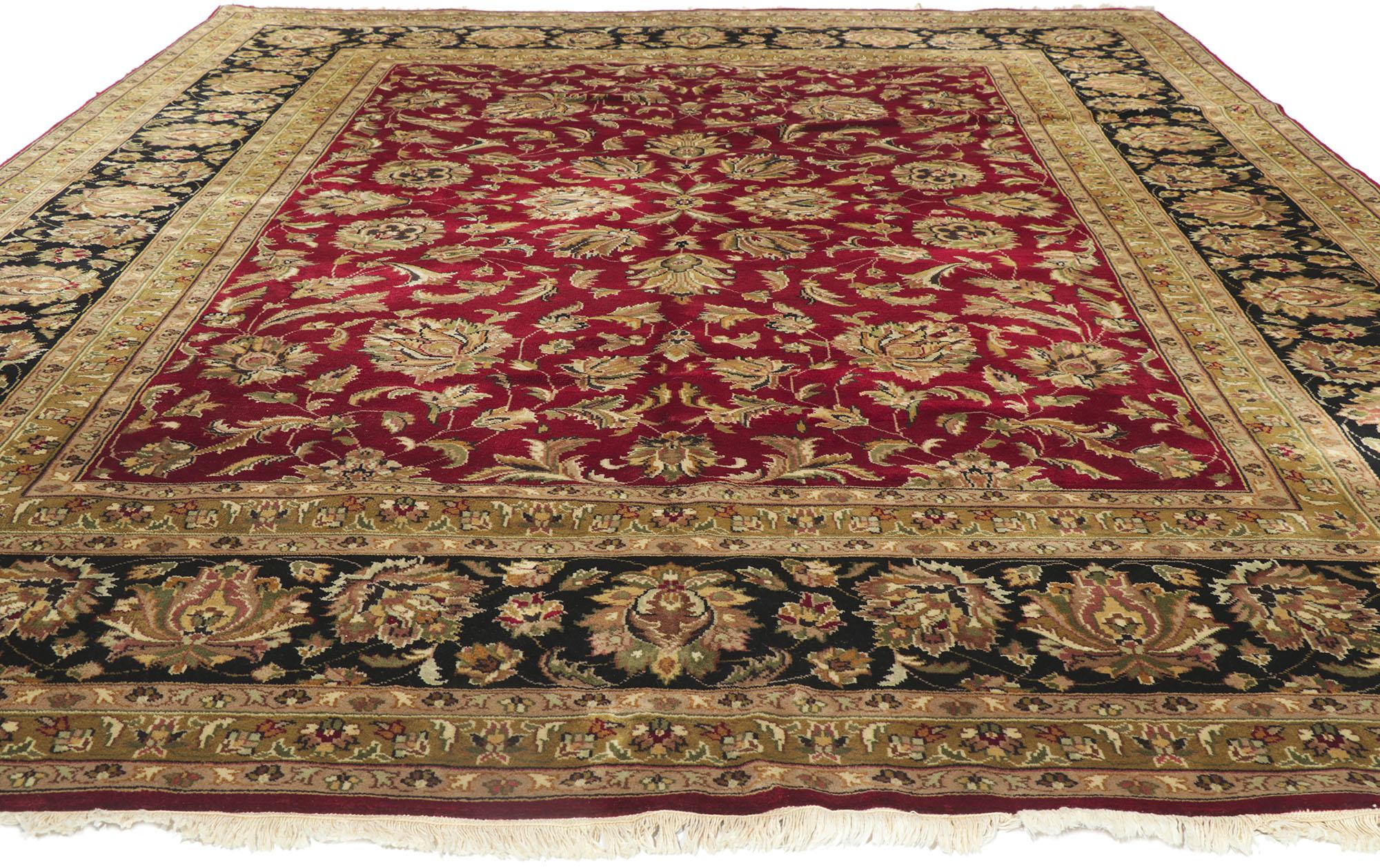 Hand-Knotted Vintage Indian Rug with Victorian Style For Sale