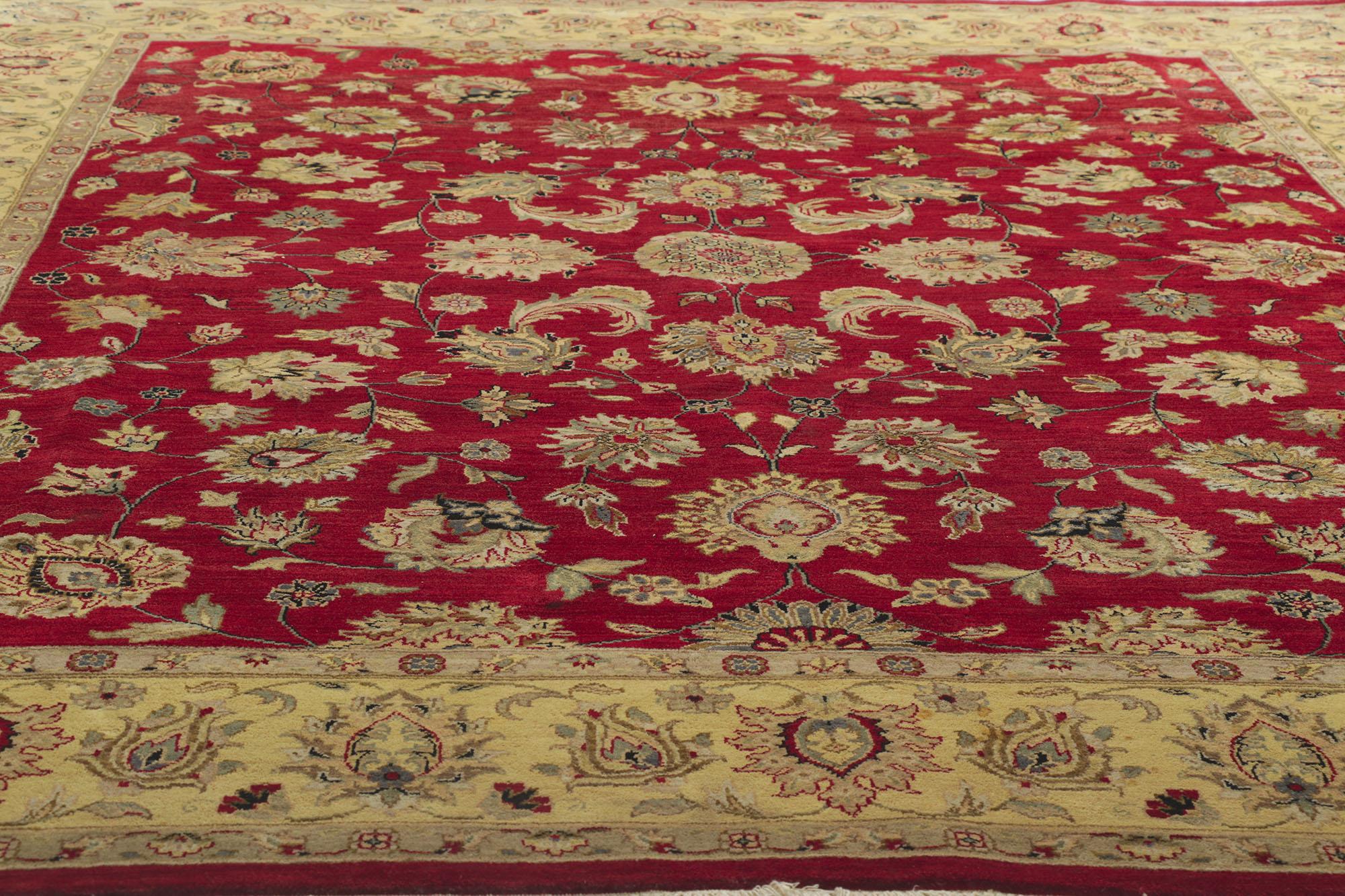 Hand-Knotted Vintage Indian Rug with Victorian Style For Sale