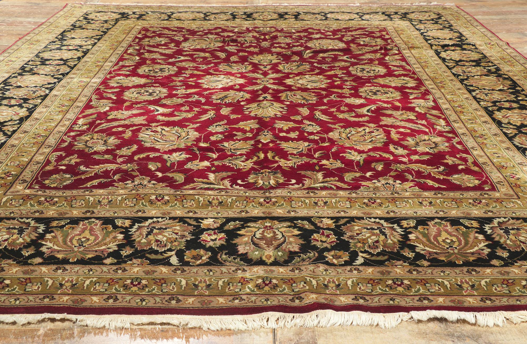 Vintage Indian Rug with Victorian Style For Sale 1