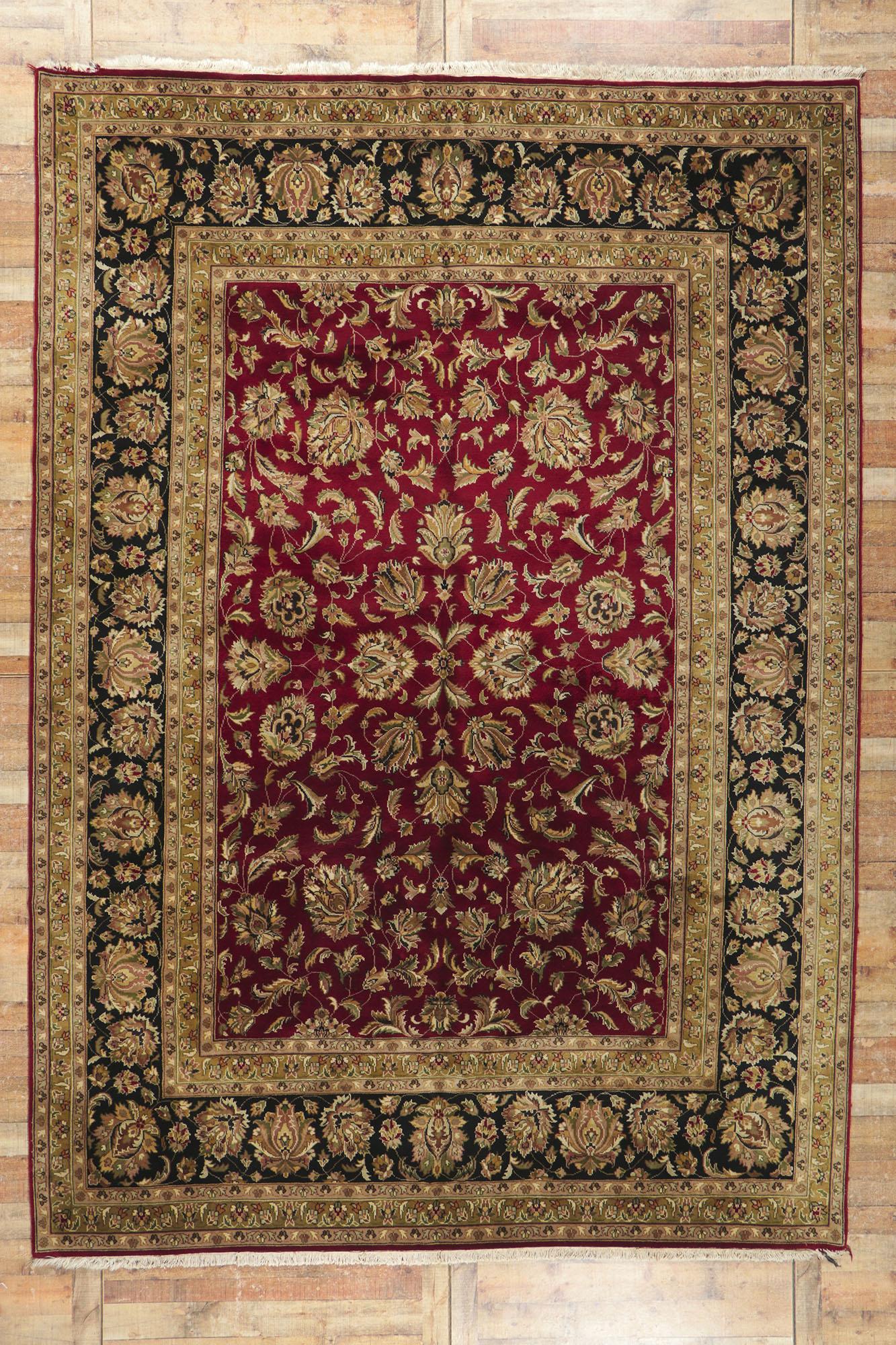 Vintage Indian Rug with Victorian Style For Sale 1