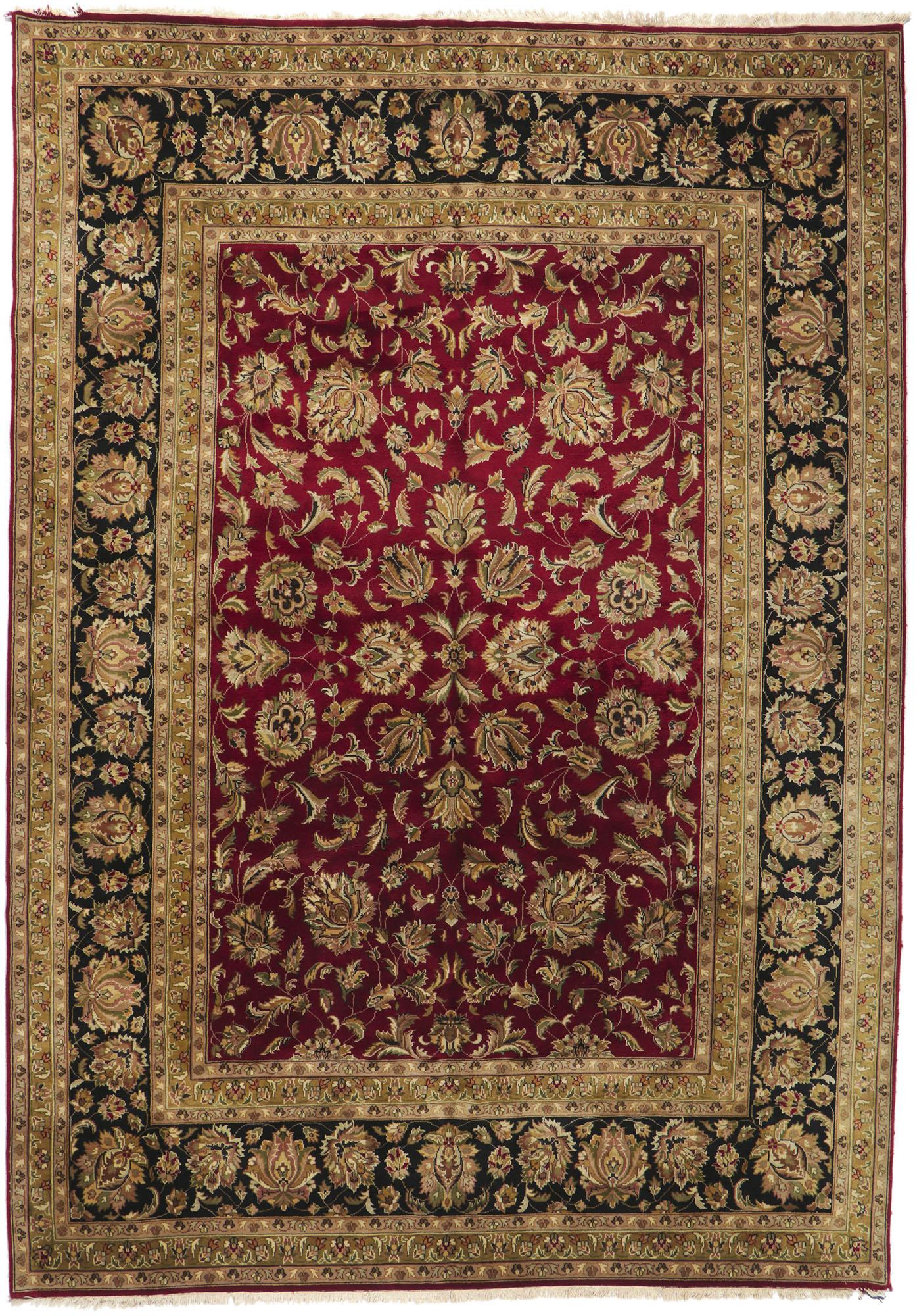 Vintage Indian Rug with Victorian Style For Sale 3