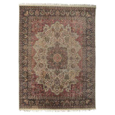 Vintage Embroidered Silk Rug with Victorian Gothic Style For Sale at ...