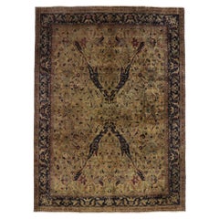 Tapis indien vintage avec style Arts & Crafts chaleureux